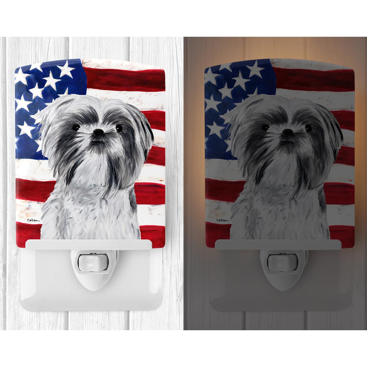 Carolines Treasures Ceramic Night Light, Shih Tzu 9015, UL-Certified, 6x4x3 inches, Multicolor, Model SC9015CNL