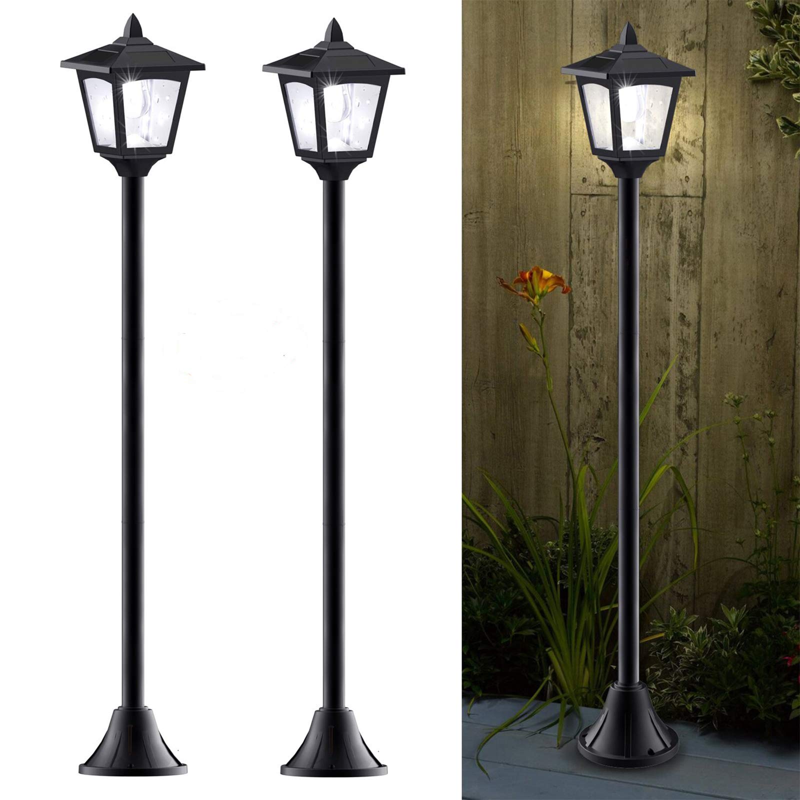 Greluna 40 Inches Mini Solar Lamp Post Lights Outdoor, Solar Powered Vintage Street Lights for Lawn, Pathway, Driveway, Front/Ba