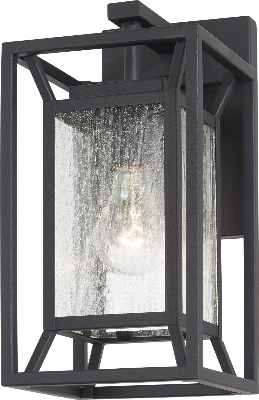 Minka Lavery Harbor View Outdoor Wall Sconce, 1-Light Clear Seeded Glass, Sand Coal, 60W