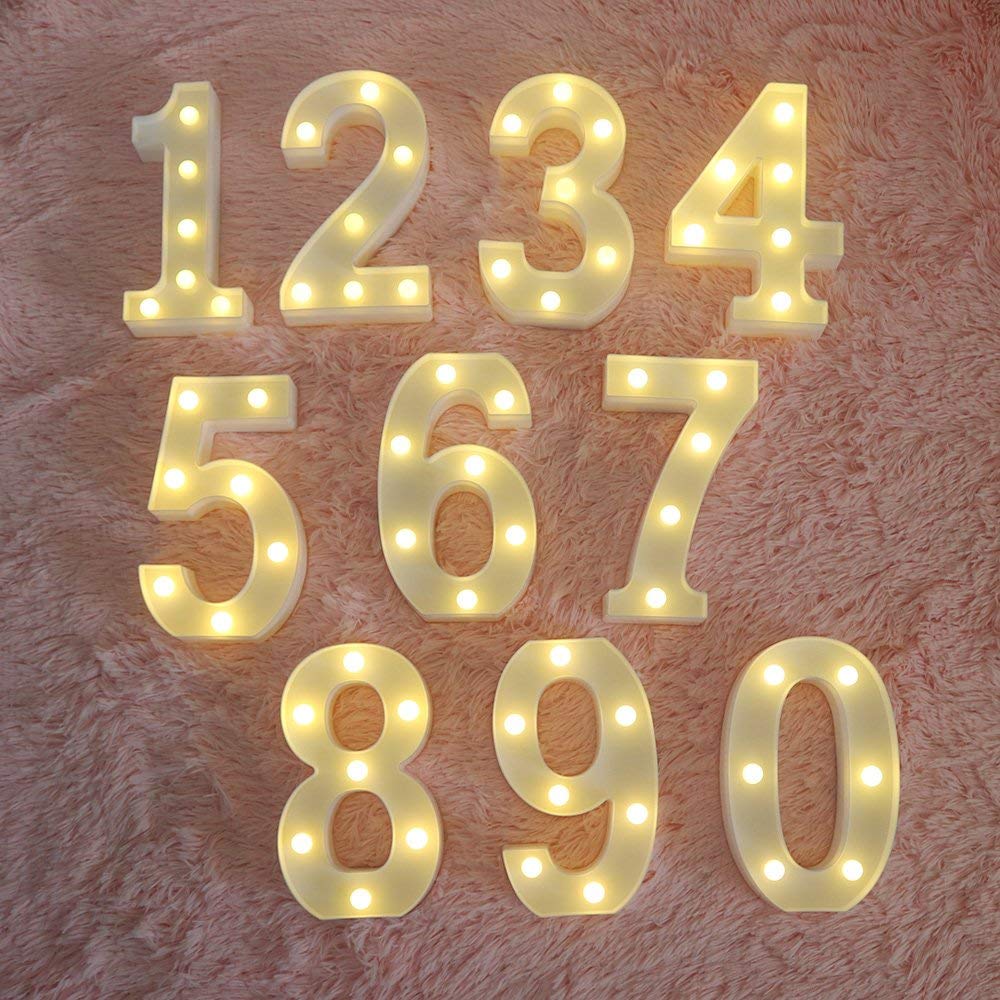 MUMUXI Light Up Letters and Numbers | Battery Powered | Bright for Weddings, Birthdays, Parties | Acrylonitrile Butadiene Styrene | 8