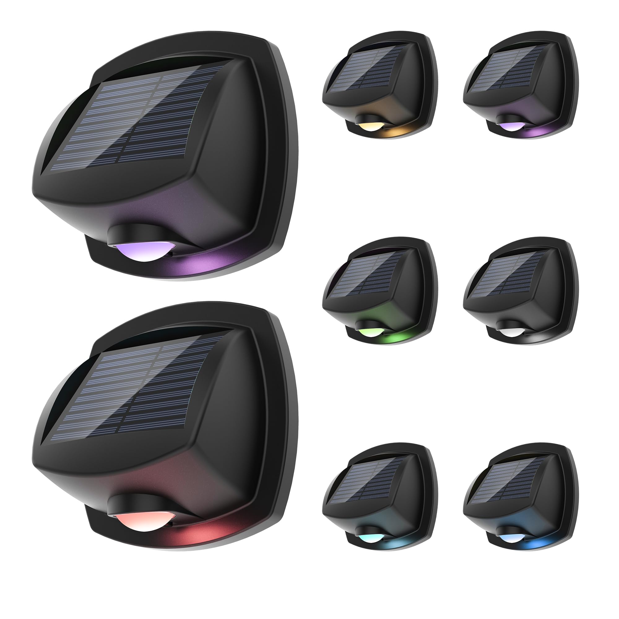 Solpex Solar Lights Outdoor Waterproof Ip65  Solar Stair Lights Outdoor For Fence  Deck  Step  Rgb Multicolor Led 11 Lighting Modes House Wall Light For Porch  Backyard  Fence  Garden Decor-8 Pack