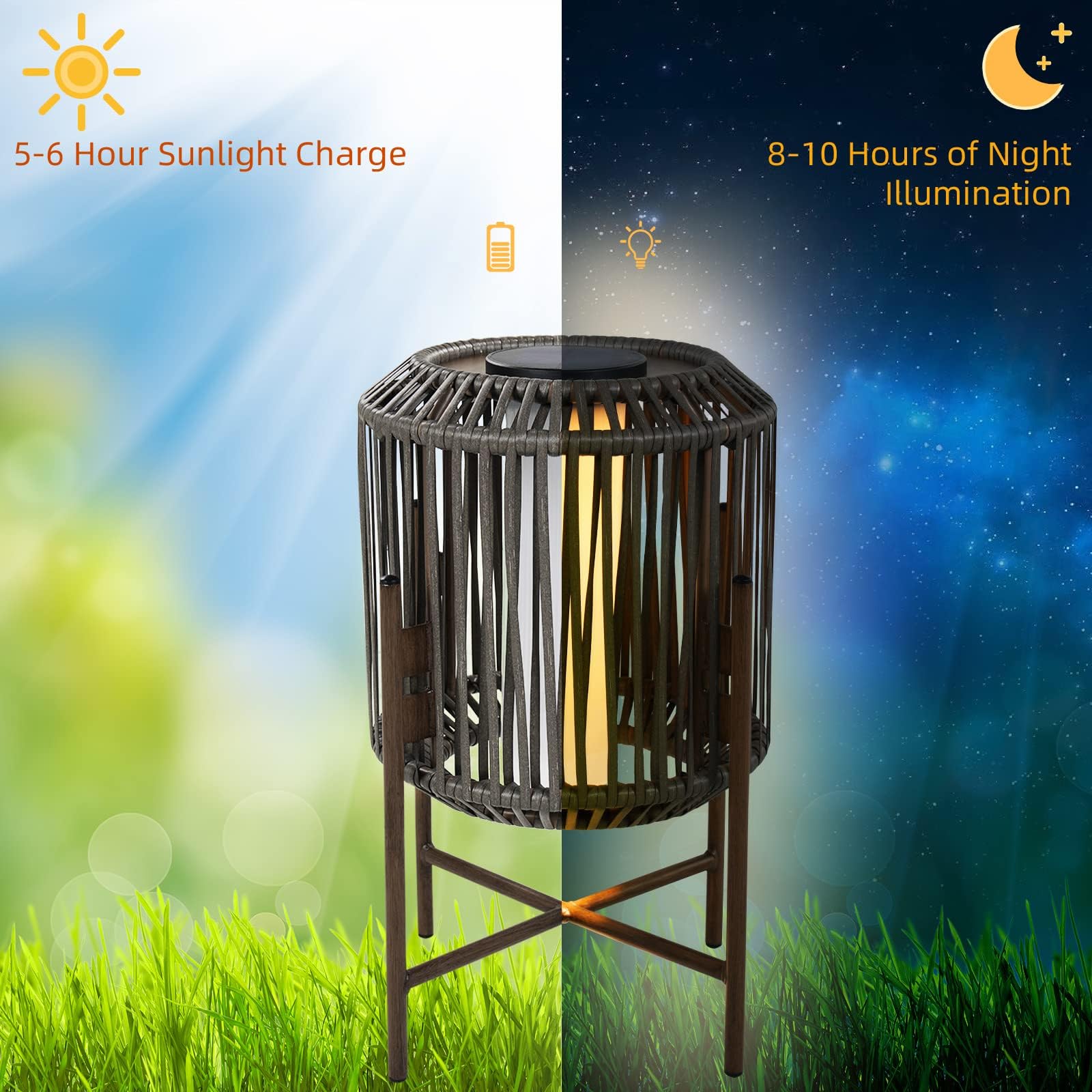 Solar Yard 22&quot; Led Solar Floor Lamp - Eco-Friendly Outdoor/Indoor Decorative Light In Taupe