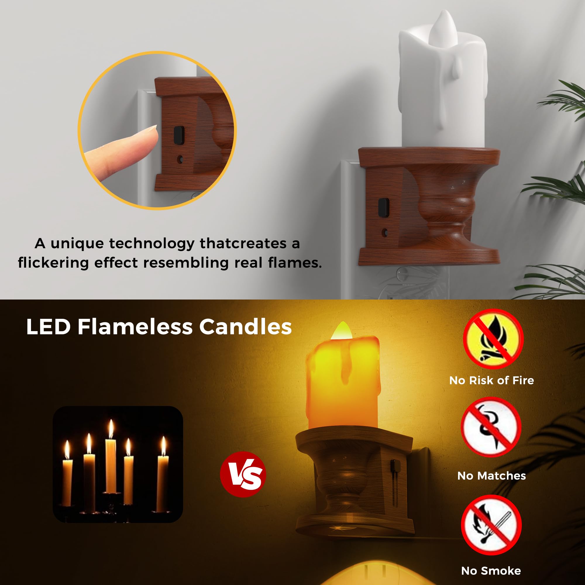 L Lohas Led Night Light [2-Pack] Flameless Candle Night Light With 3 Lighting Model  Dusk To Dawn Sensor 0-100Lm Brightness Dimmable Amber Light Vintage Nightlight For mature-themeds Hallway Bedroom