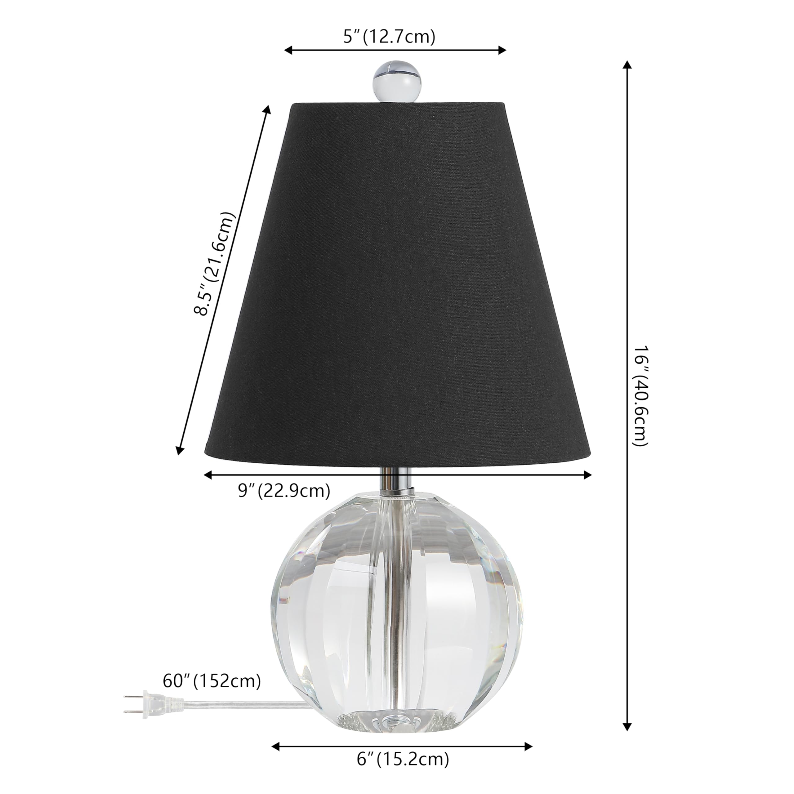 Jonathan Y Jyl2079B Goddard 16'' Crystal Ball/Metal Led Table Lamp For Bedroom, Living Room, Office, College, Book Case, Nightst