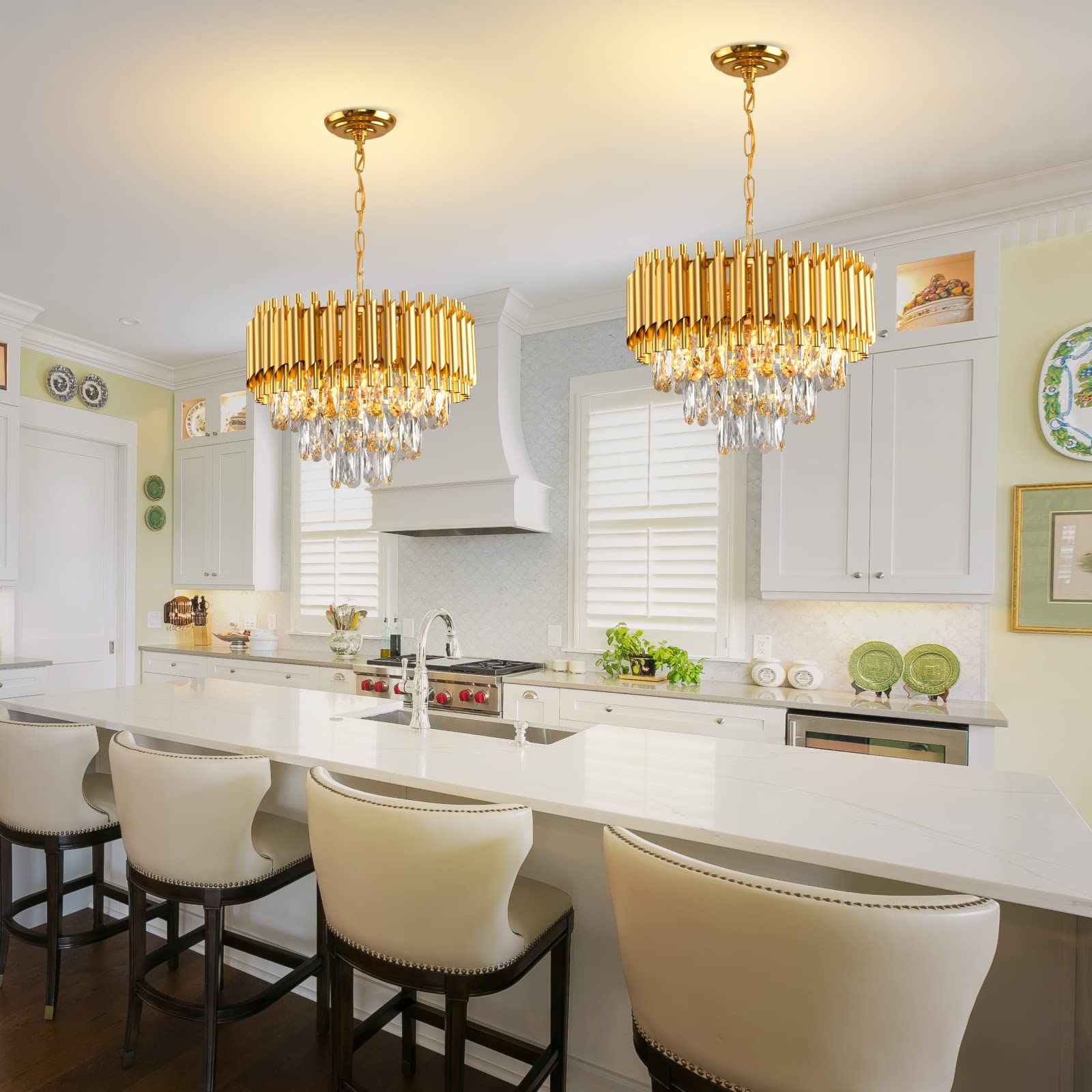 Gold Crystal Chandelier 3-Tier Dining Room Chandelier Light Fixtures Modern Chandeliers For Dining Room Small Pendant Light Fixt