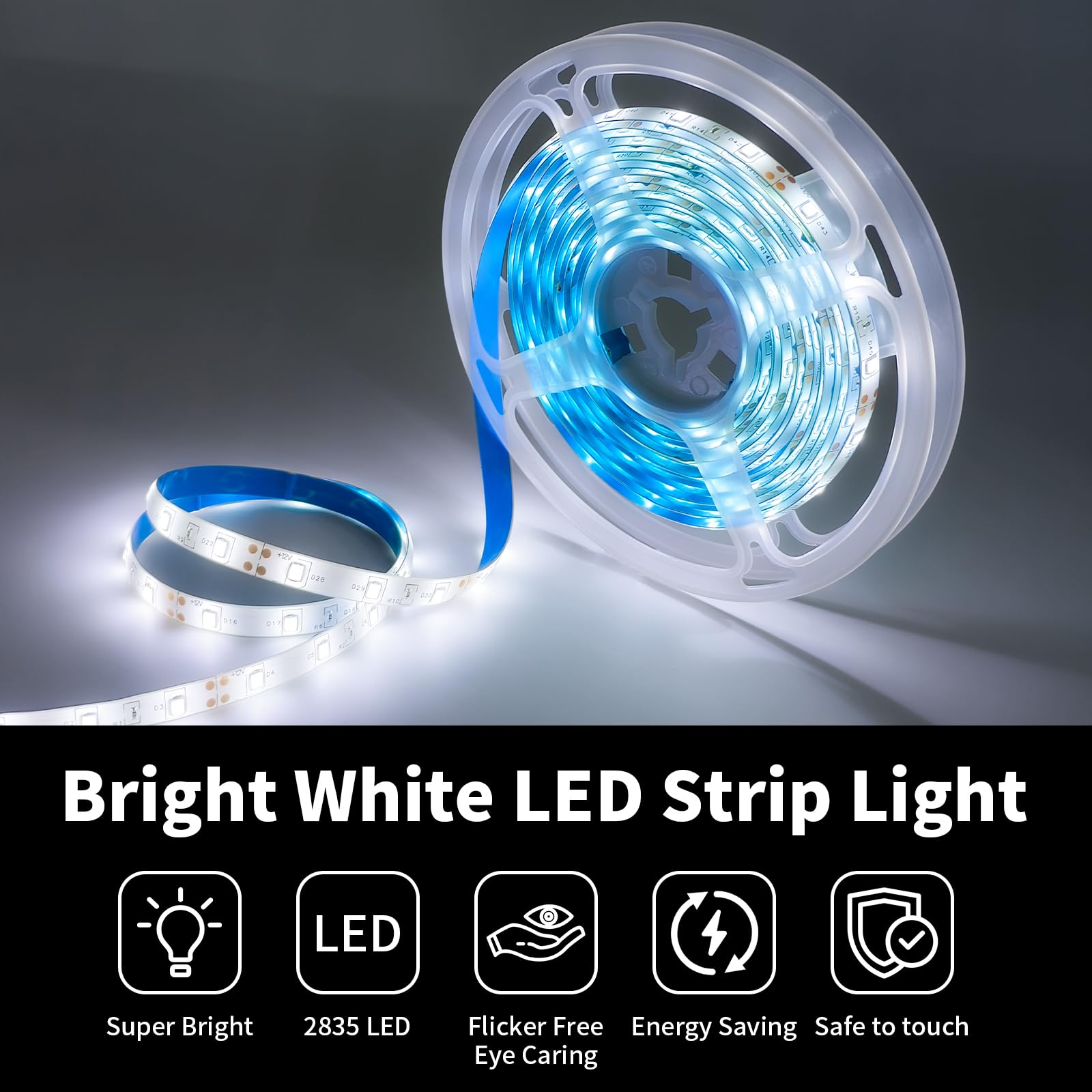 Inextstation 12V Led Light Strip White, 16.4Ft/5M Led Strip 6000K Ip65 Waterproof Cuttable Smd2835 300Leds Tape Flexible Led Lig