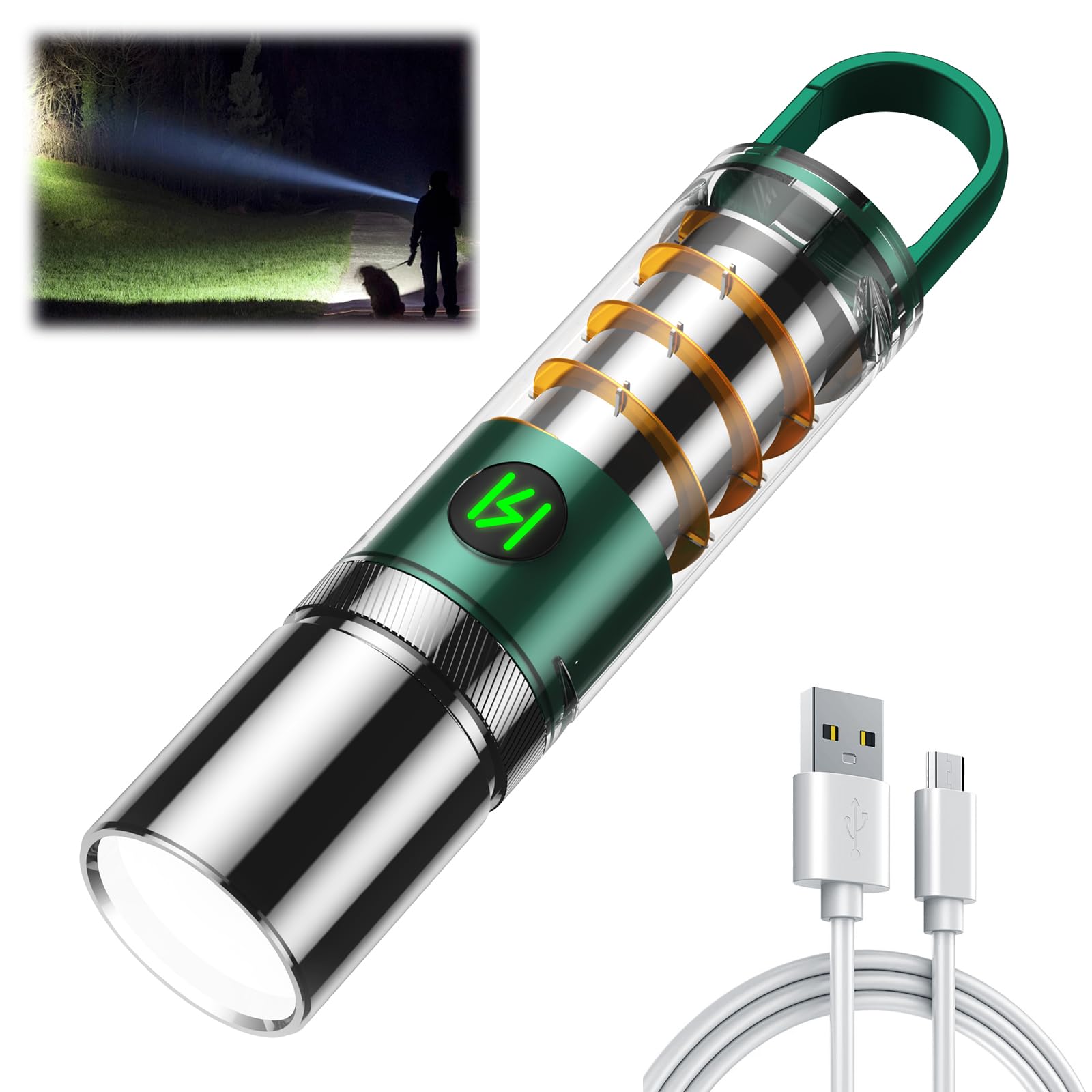 Aijolenly High Power LED Flashlight, 100000 Lumen, 6 Modes, Waterproof, Aluminum, Model XST-M26, Army Green, Size SUIDD