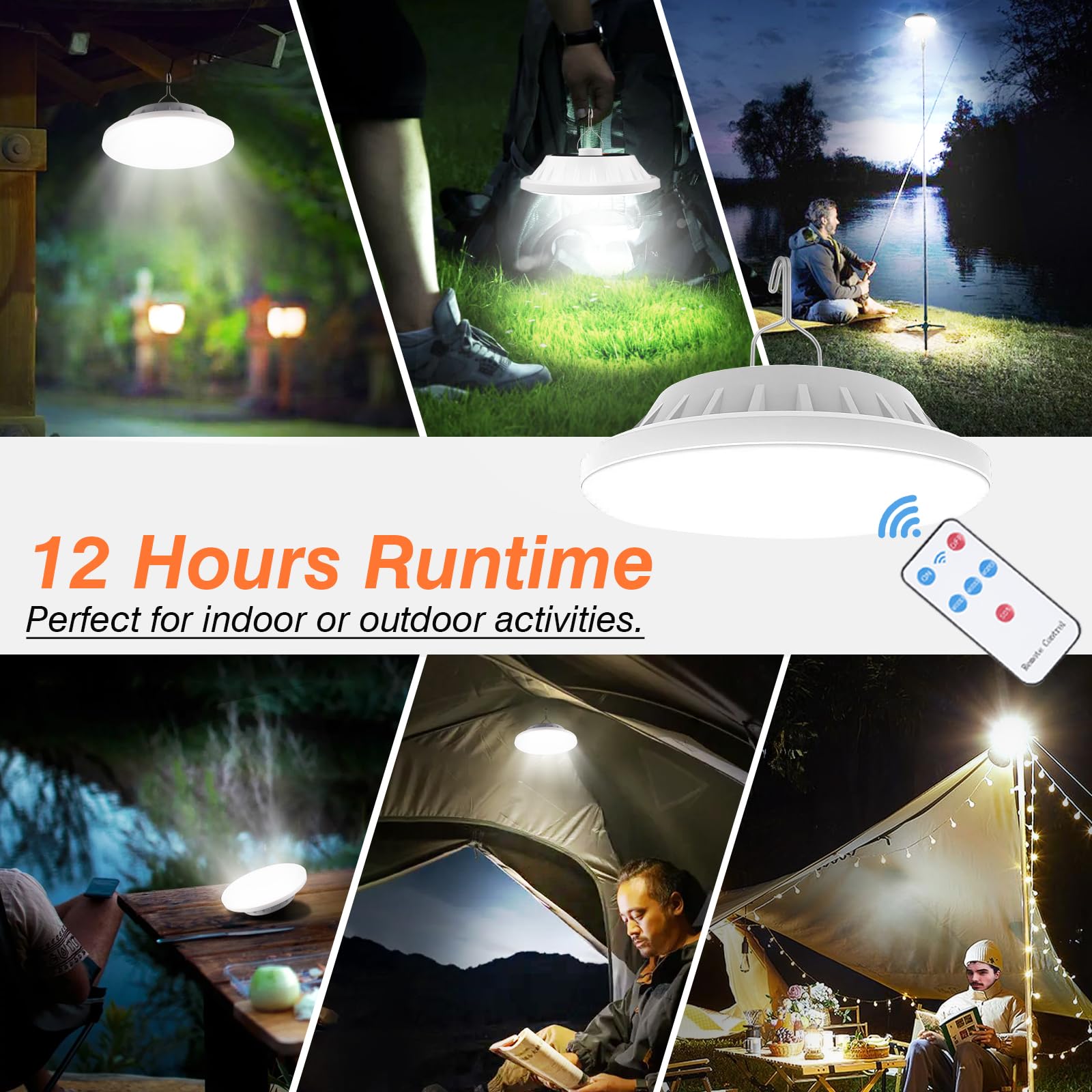 USB Solar Camping Light Remote Tent Light 2 Pack - 4000LM Portable LED Rechargeable Camping Lantern Hanging Waterproof Emergency