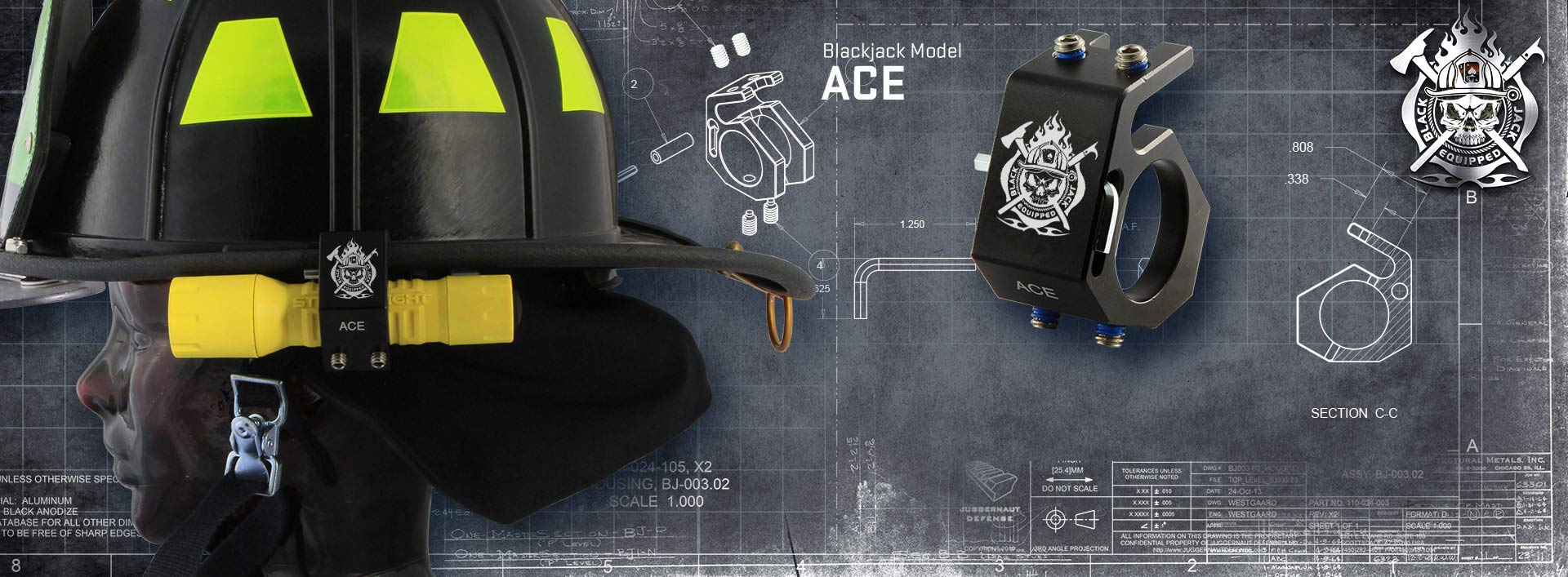 Fire Cam Blackjack Firefighter Helmet Flashlight Holder - Multicolor