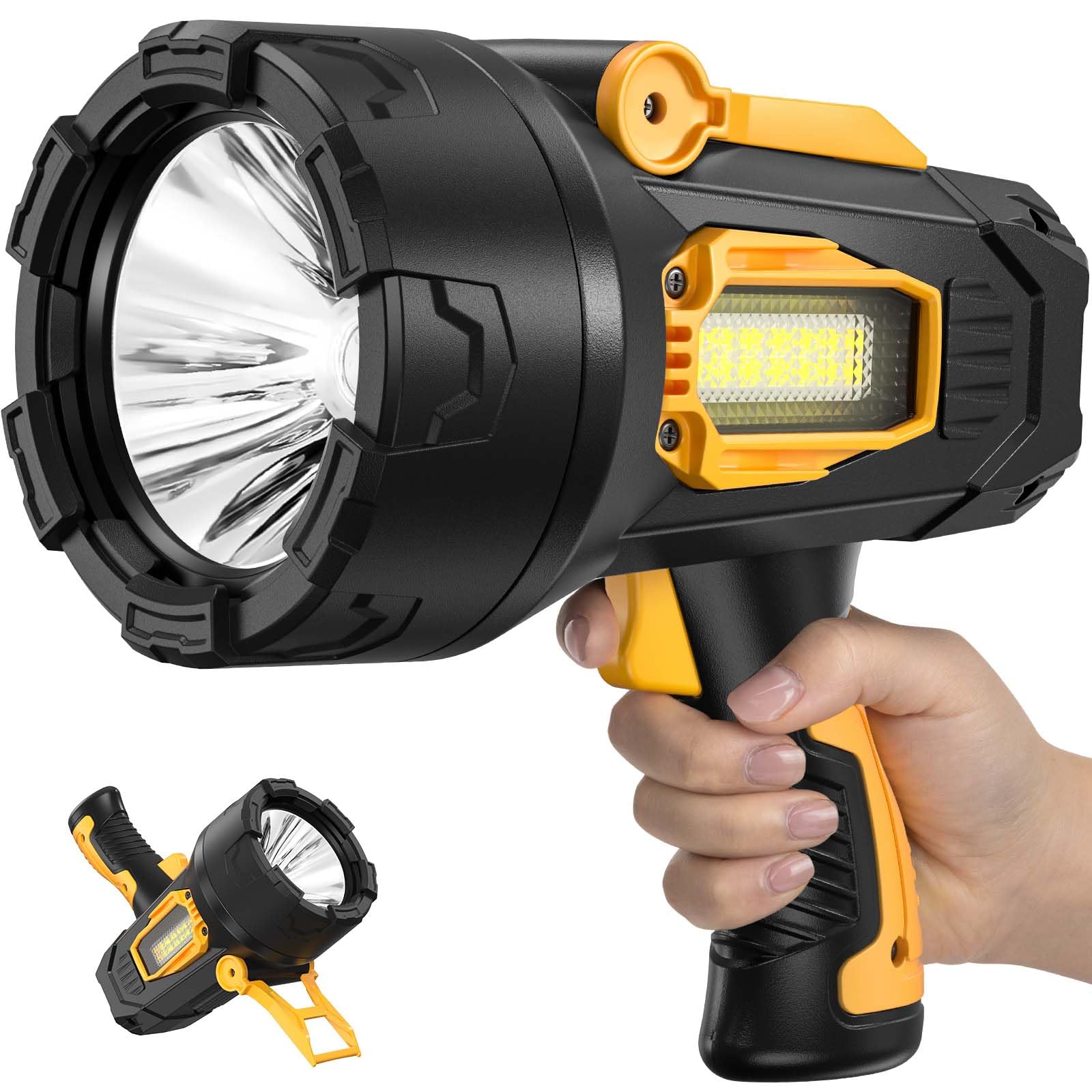 Lylting Rechargeable Spotlight, 2,000,000 Lumens Super Bright Spotlight Flashlight Outdoor Handheld with Cob Light, Heavy Duty L