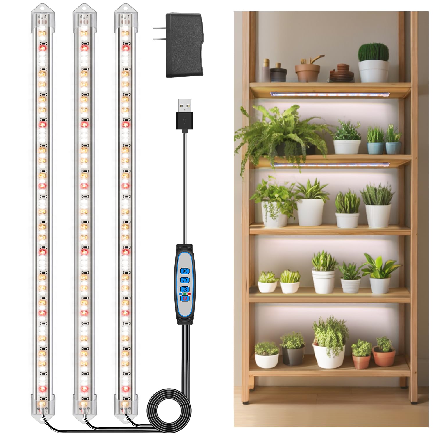 Kullsinss LED Grow Light Band  180 LEDs Grow Lights for Indoor Plants Full Spectrum 3000K/6000K/660nm Sunlike Plant Light for Indoor Growing with 3 Spectrum Modes  16 Inches