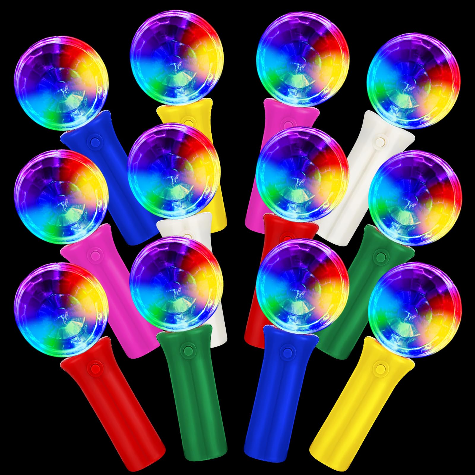 Baquler LED Disco Ball Wand - 12 Pcs Flashing Light Up Accessories, Colorful, Small, Plastic for Parties and Stage Props