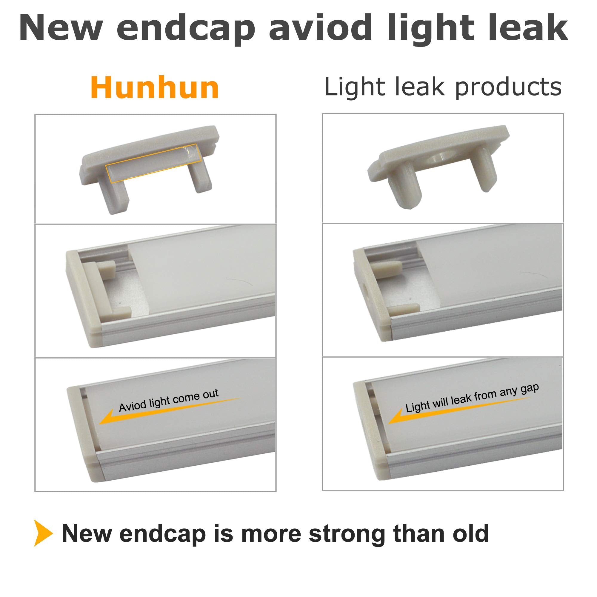 Hunhun 10-Pack 3.3Ft/1Meter U Shape Led Aluminum Channel System With Milky Cover, End Caps And Mounting Clips, Aluminum Profile