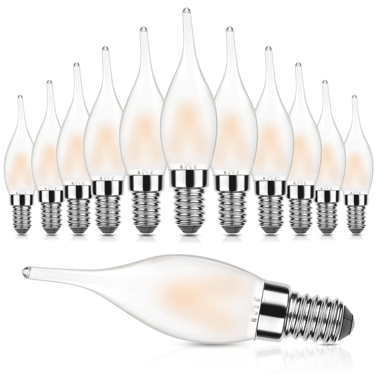 Grensk E12 Led Candelabra Bulbs 1.5W, Low Wattage Night Light Bulbs Equivalent To 15 Watt Candle Bulb,2700K Warm White Flame Tip