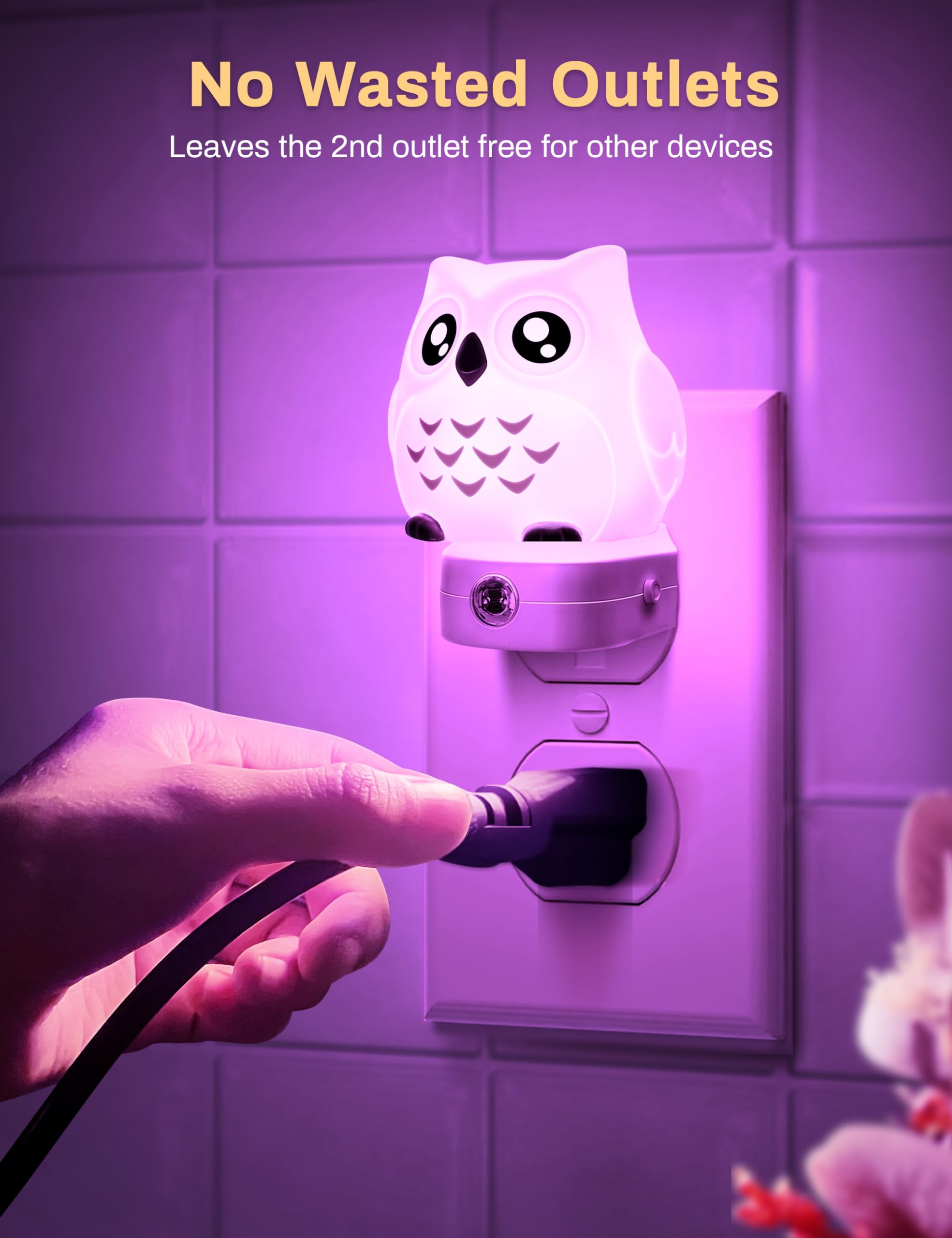 DORESshop Owl Night Light, 8-Color LED, Dusk to Dawn Sensor, 1 Pack, Plastic, Model CA-GY10109OWN, Owl-RGB