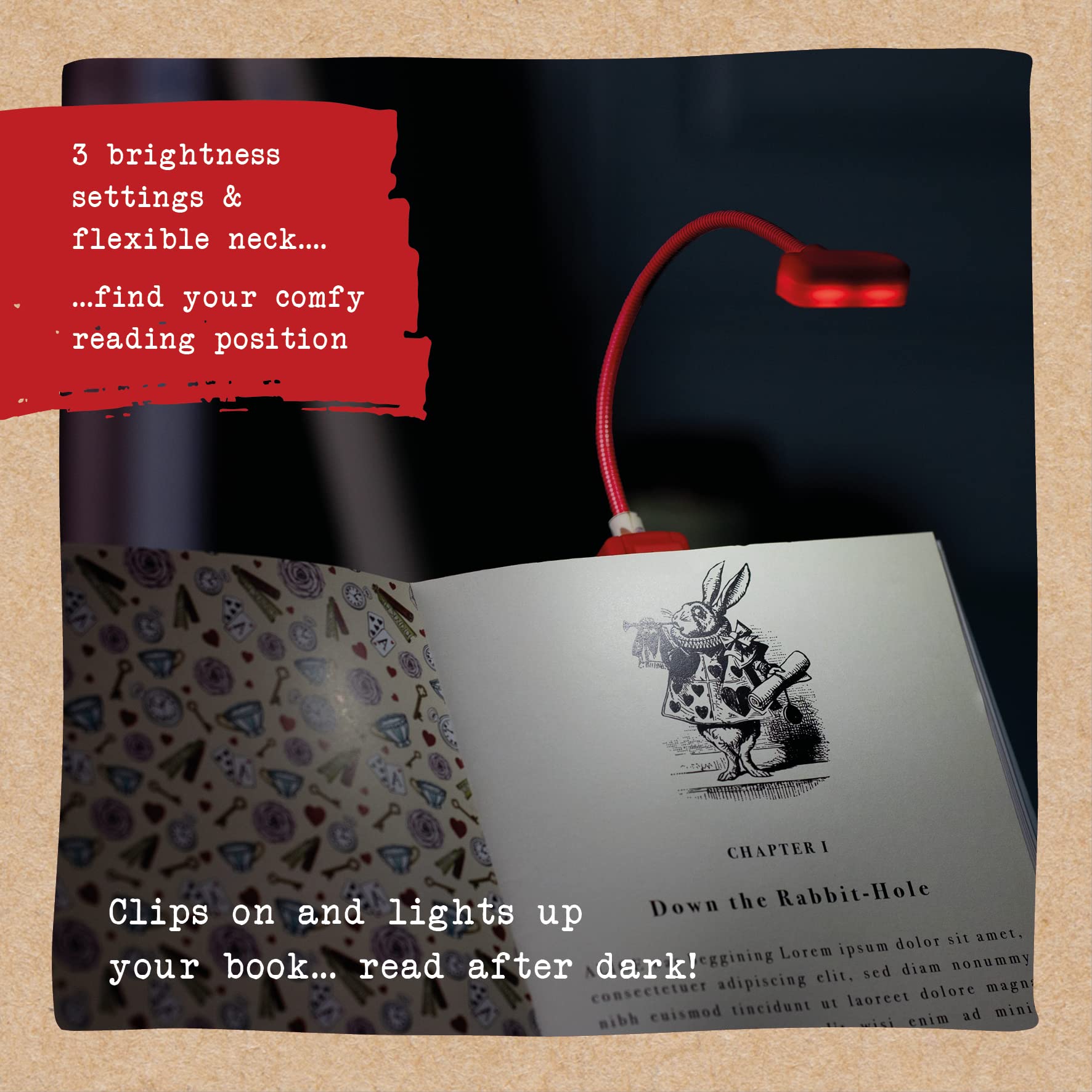 IF Book Lovers Reading Light - Alice, Red