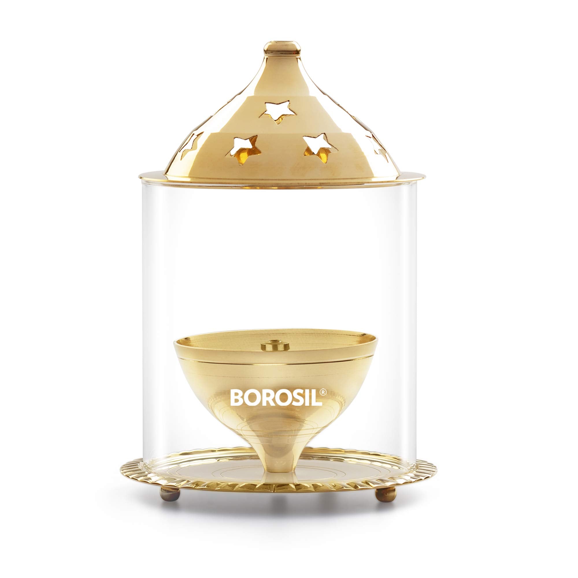 Borosil Akhand Diya (Large, Brass)