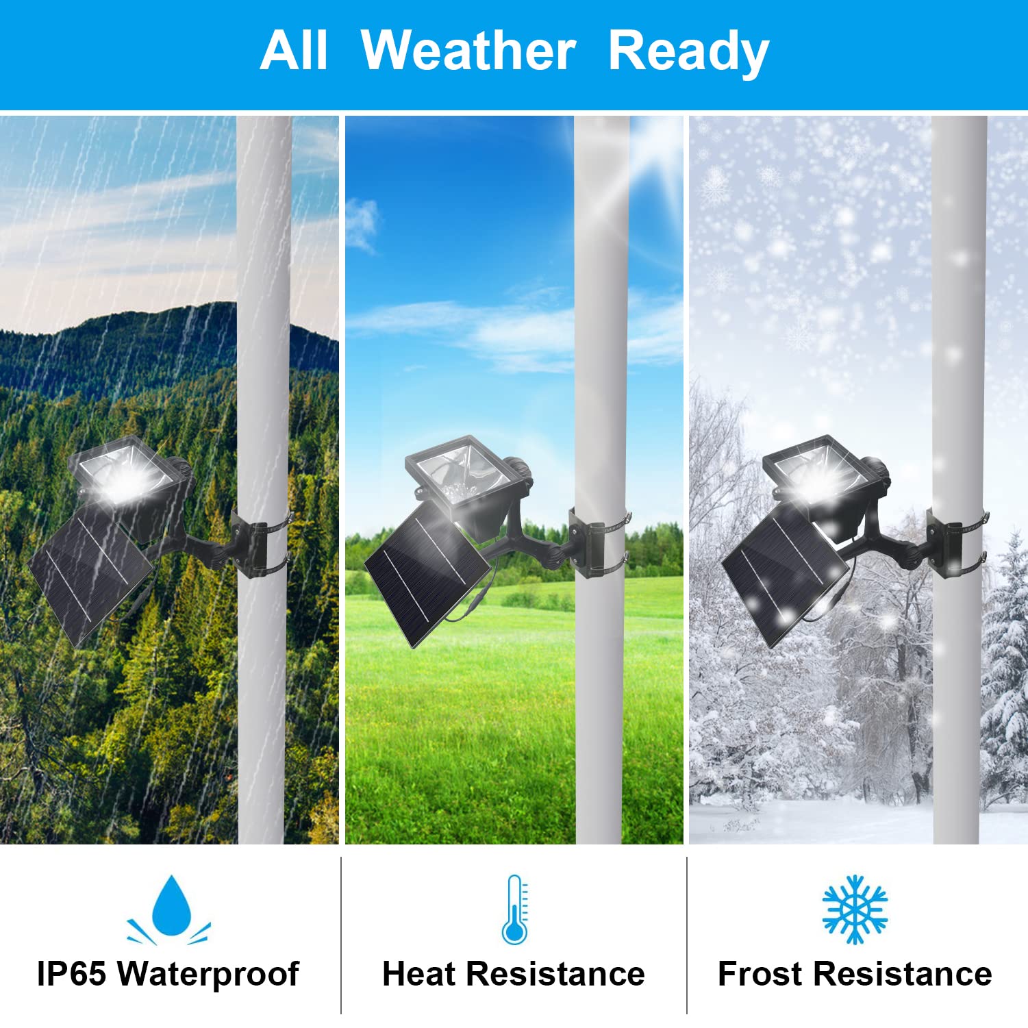 RAYSLIT Solar Flag Pole Light - 12 LED, Adjustable Metal Clamp, Fits 2-6 Poles, Dusk to Dawn, 100% Coverage, Black Outdoor Light