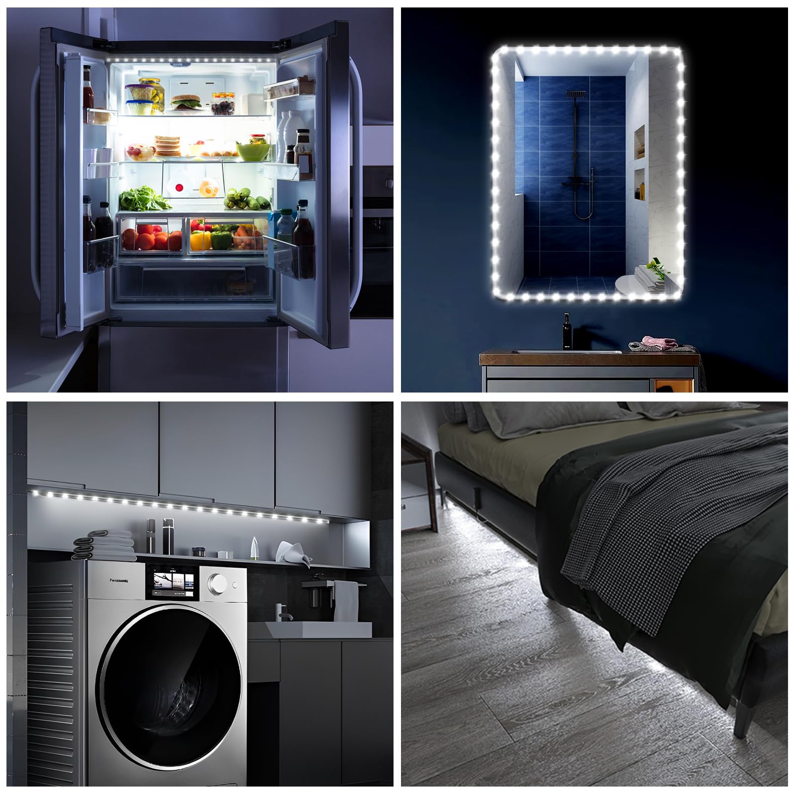Wobane Motion Sensor Led Strip Lights, 6.56Ft Battery Powered, Black, 6000K White, Ideal For Closet, Wardrobe, Stair, And Cabinet