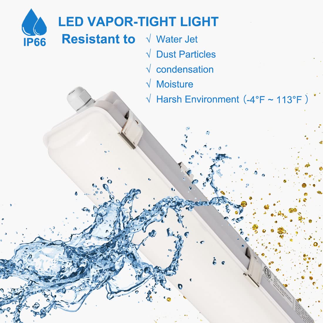 Dakason 8Ft Led Vapor Tight Light 120-100-80W Tunable, 15600Lm Led Vapor Proof Lighting Fixture Ip66 100-277V, Led Outdoor Shop