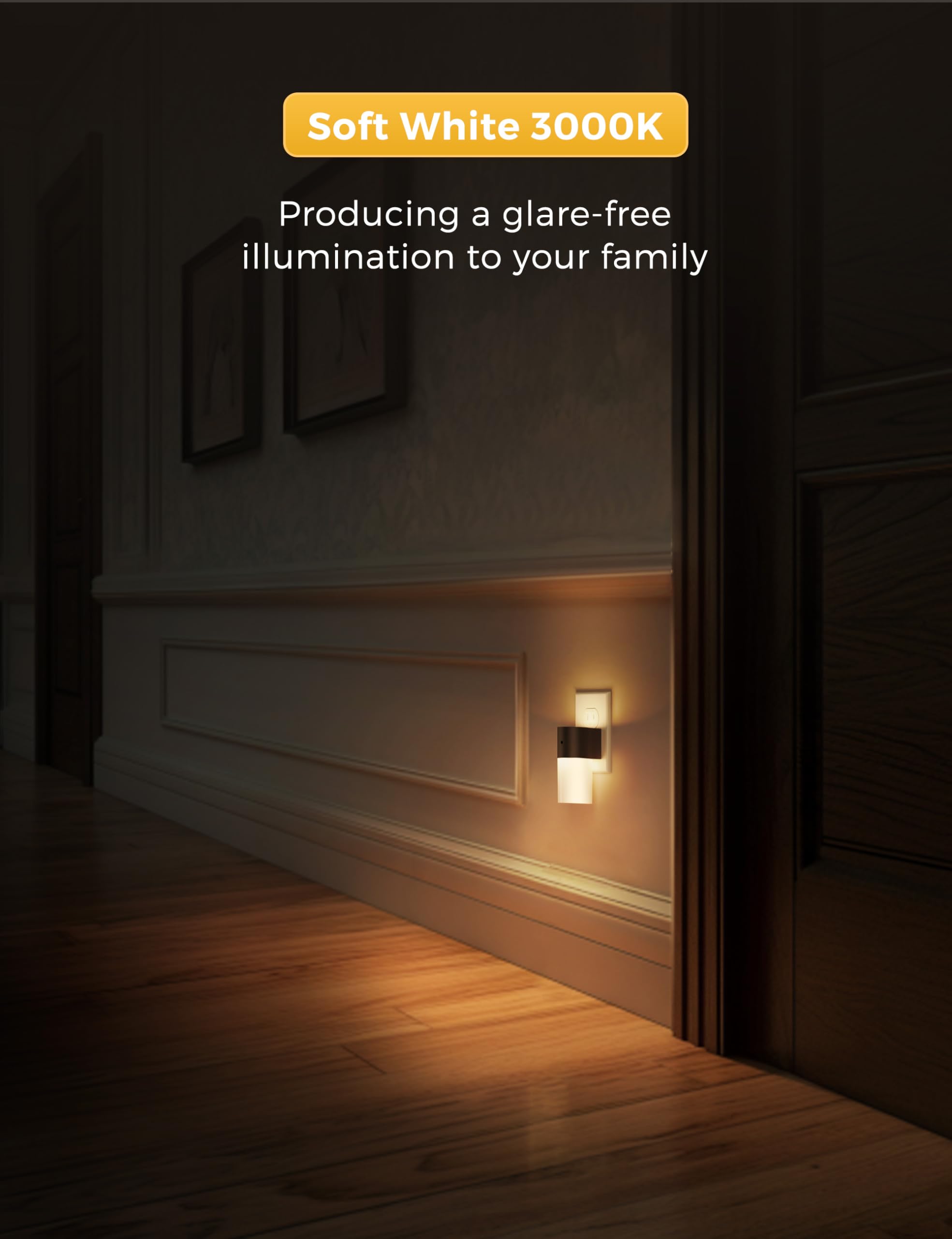 L LOHAS LED Night Lights, Soft White 3000K, Dimmable, Plug-in with Dusk to Dawn Sensor, 2 Pack, Model GY110US-02-2