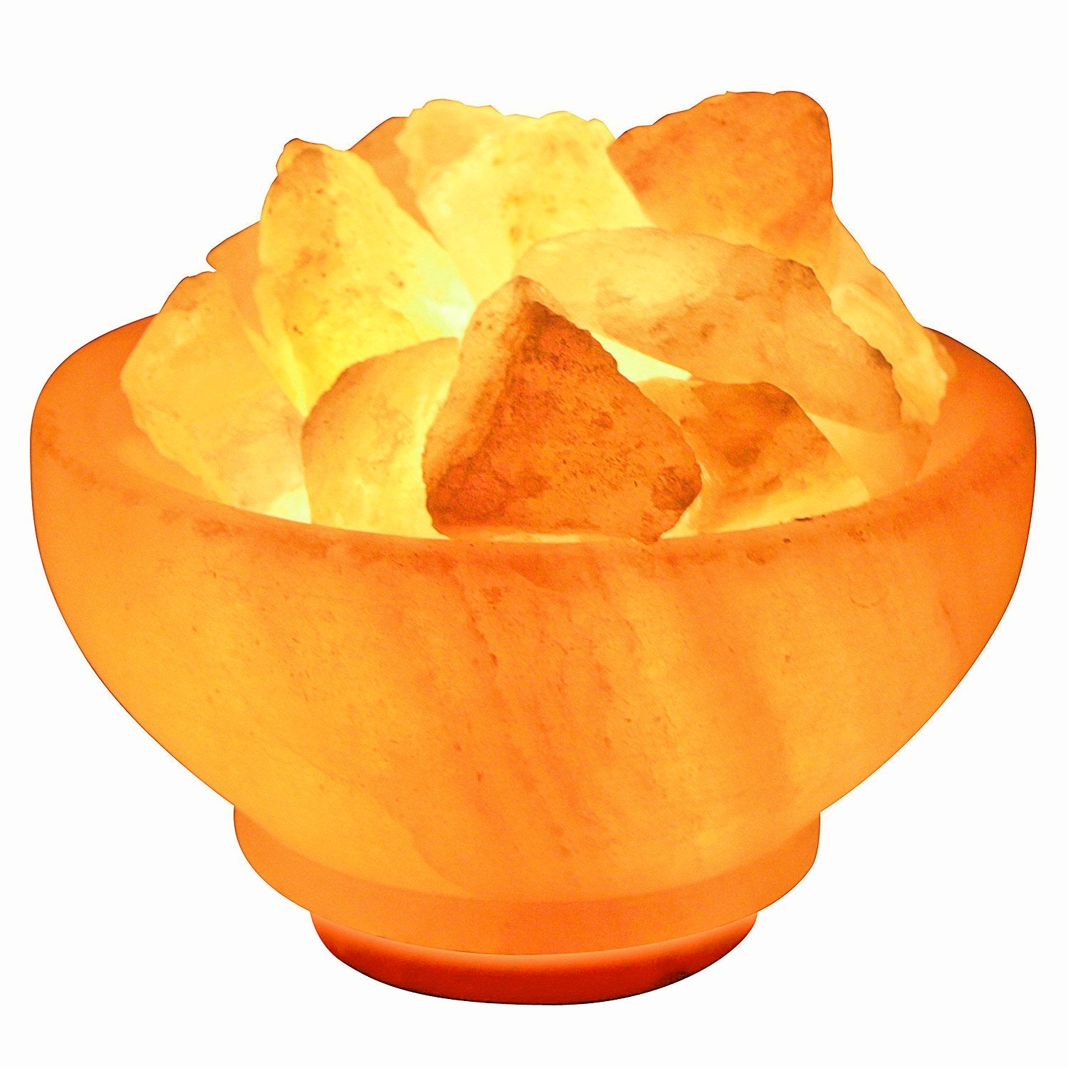 Crystal Allies Natural Himalayan Salt Lamp with Dimmer Cord, Wood, Orange, 6in Salt Fire Bowl, Model CA SLSFB-S