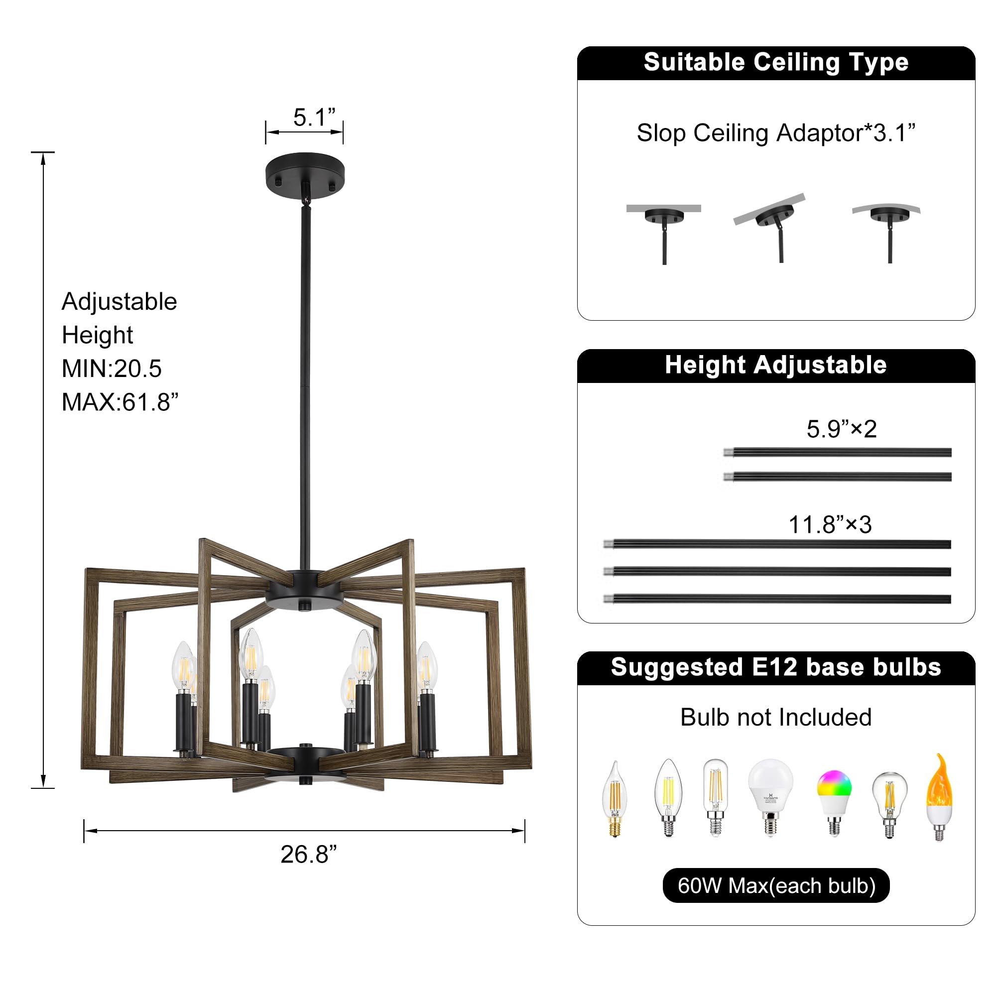 8-Light Metal Geometric Chandelier
