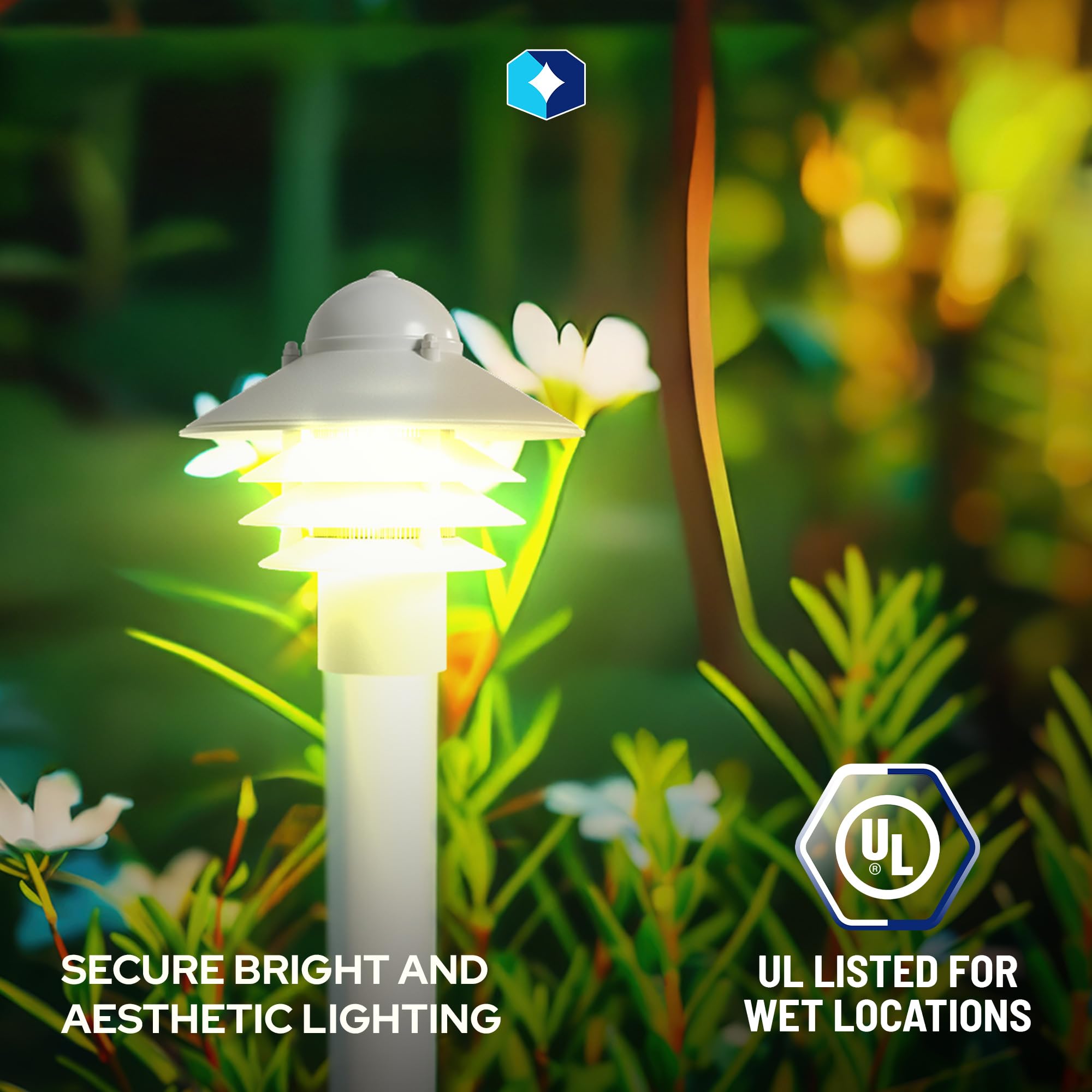 Kastlite Nautical Walkway Outdoor Lamp Post Light Fixture - Rust & Waterproof Non-Metallic Coastal Lantern - Fits 3 Poles - Ul Listed Driveway & Boat Dock Lighting Fixture - Usa Made  Matte White