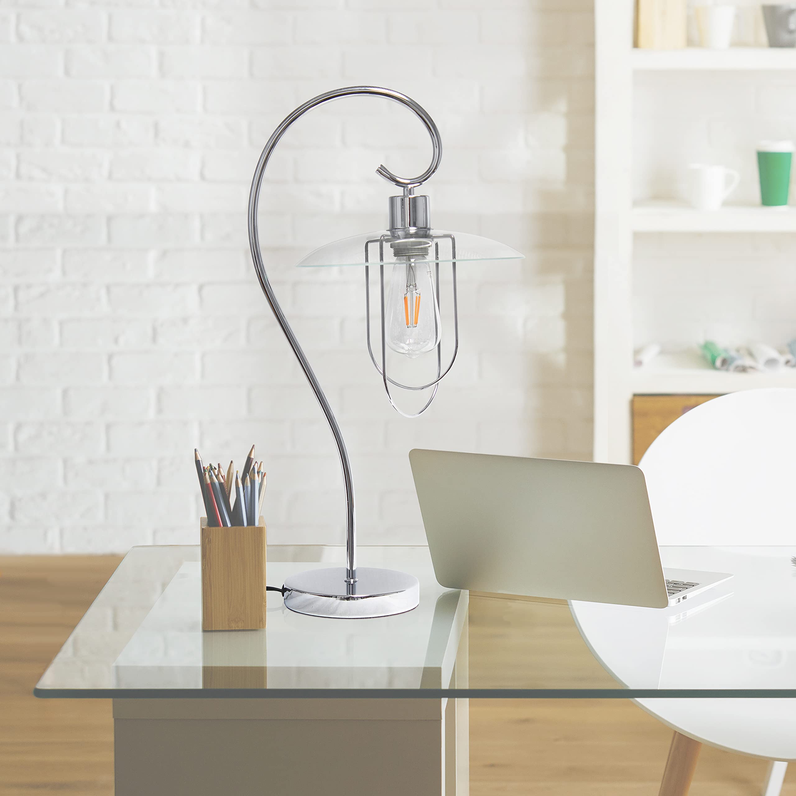 LALIA HOME Modern Table Lamp, Iron, Polished Chrome, Model LHT-4000 Family