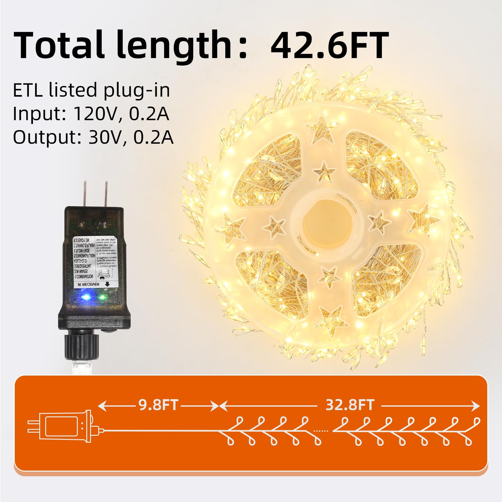 Dailyart 500 LED Fairy Lights, Silver Wire, Warm White, Remote & Timer, Waterproof, 42Ft for Indoor/Outdoor Wedding Decor