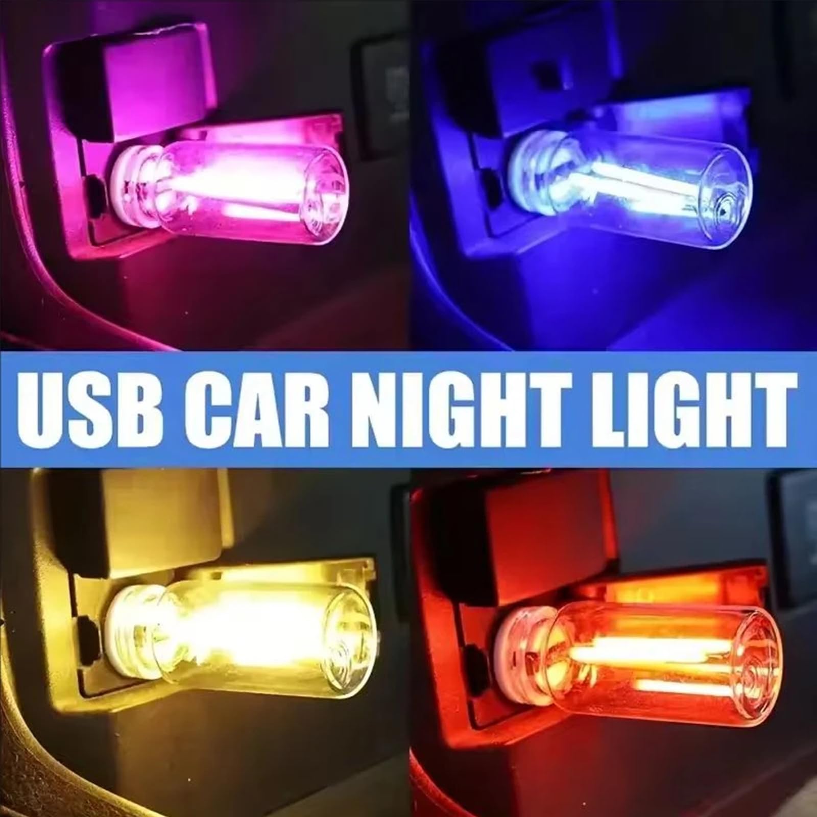 beuhugas USB Night Light - Flexible Neck LED Bulb - Red - 3.67 Cubic Inches - Model Night-001 - Ambient Car Lighting