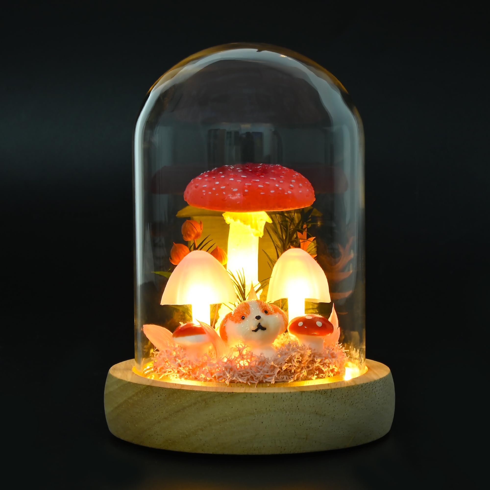 Quelien Christmas Mushroom Lamp In Glass Dome Mushroom Gifts For Women - Warm White Led Night Light For Bedroom Decor Unique Gifts For Women  Housewarming Birthday Decorations(Red)