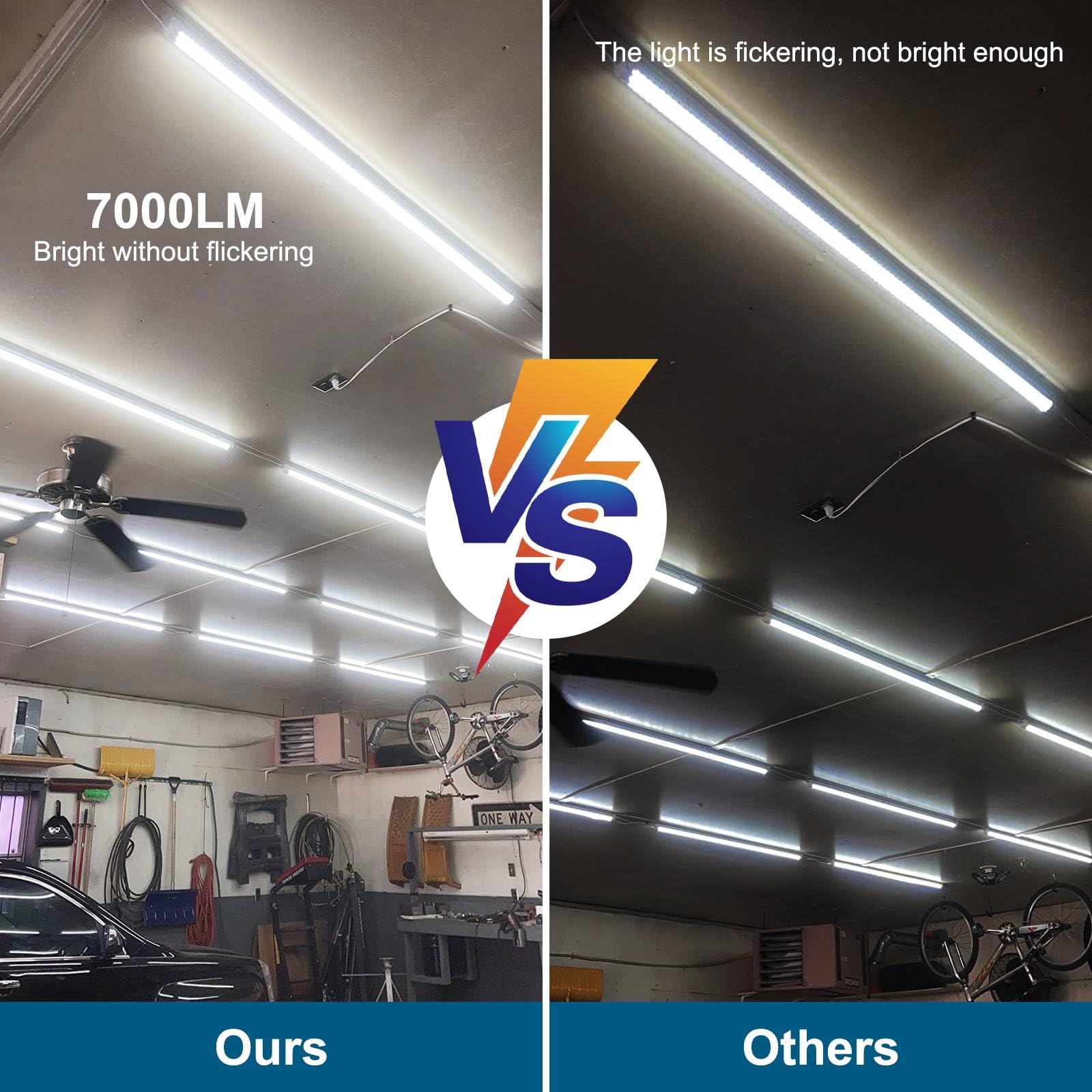 AQIQUUT LED Shop Lights 4FT 50W 6500K Clear White V-Shape Linkable 6-Pack