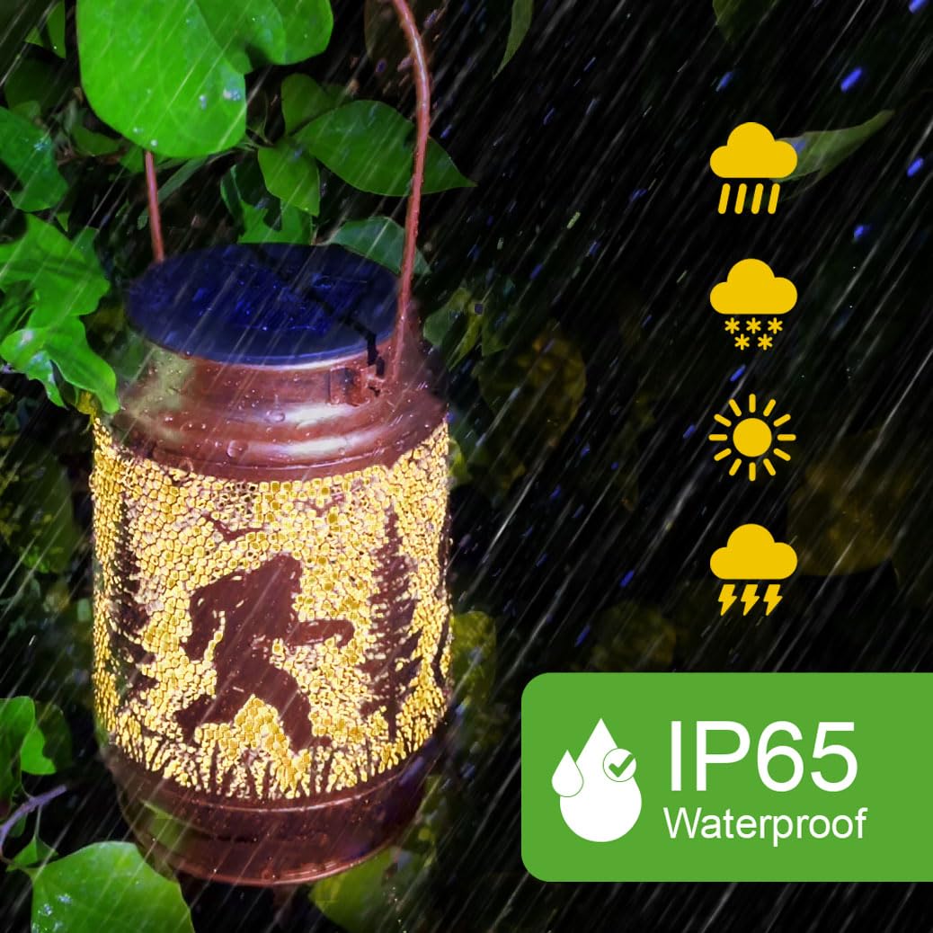 Doesen Bigfoot Solar Lantern - Waterproof Metal LED Decorative Lights, Bronze, Model SL-BF01 for Yard, Patio, Garden Decor