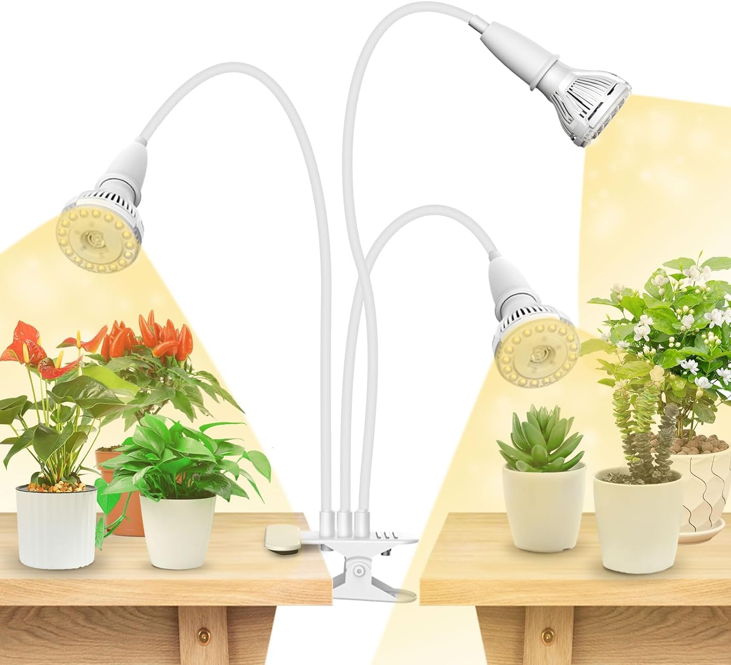 SANSI LED Grow Light, 450W Full Spectrum, Clip-on Gooseneck, Ceramic, 30W Power, White, Model C21GL-GE26-30