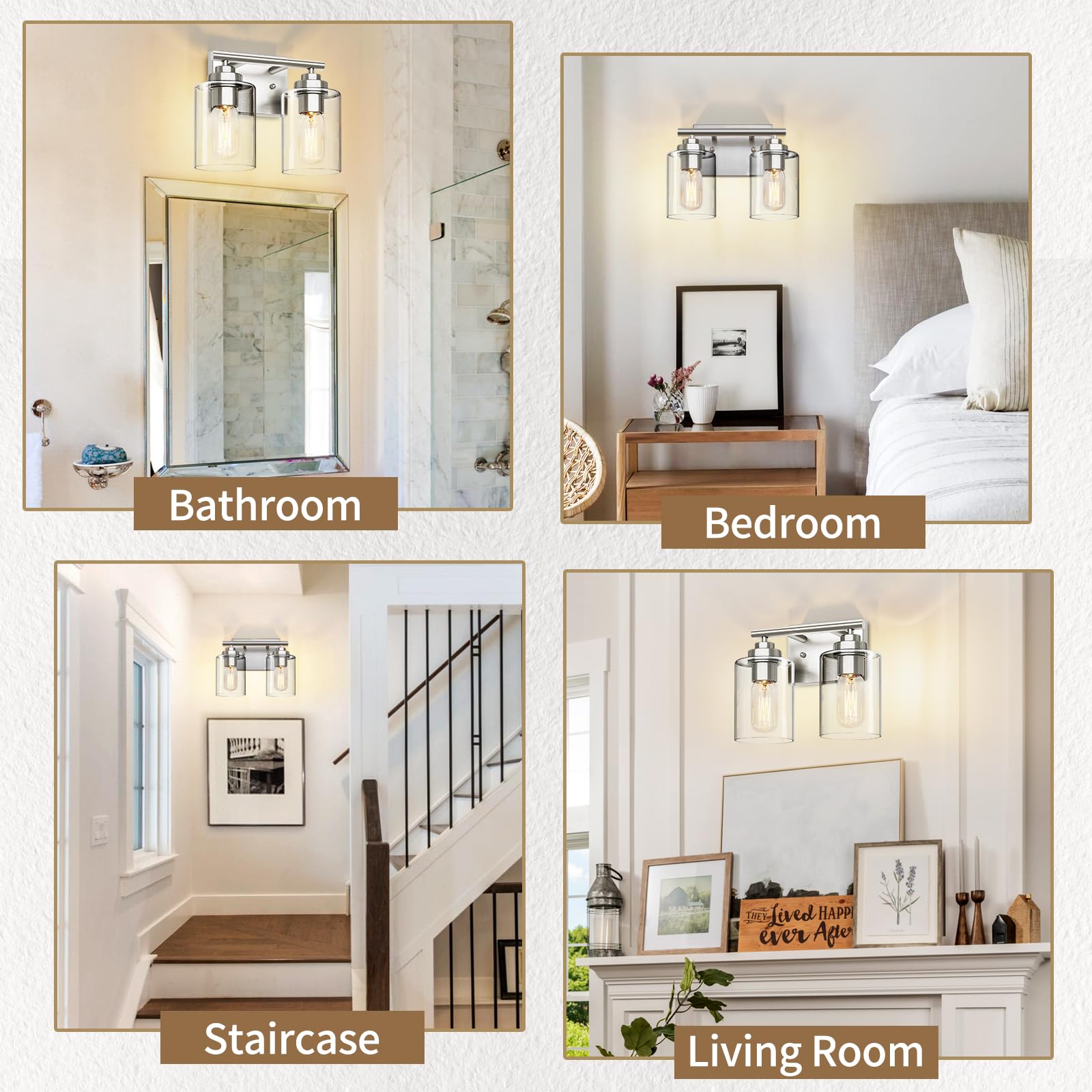 Bathroom Vanity Light Over Mirror,Vanity Light For Bathroom,Bathroom Light Fixture Wall Sconce Lighting For Bedroom,Living Room (Nickel, 2-Light)
