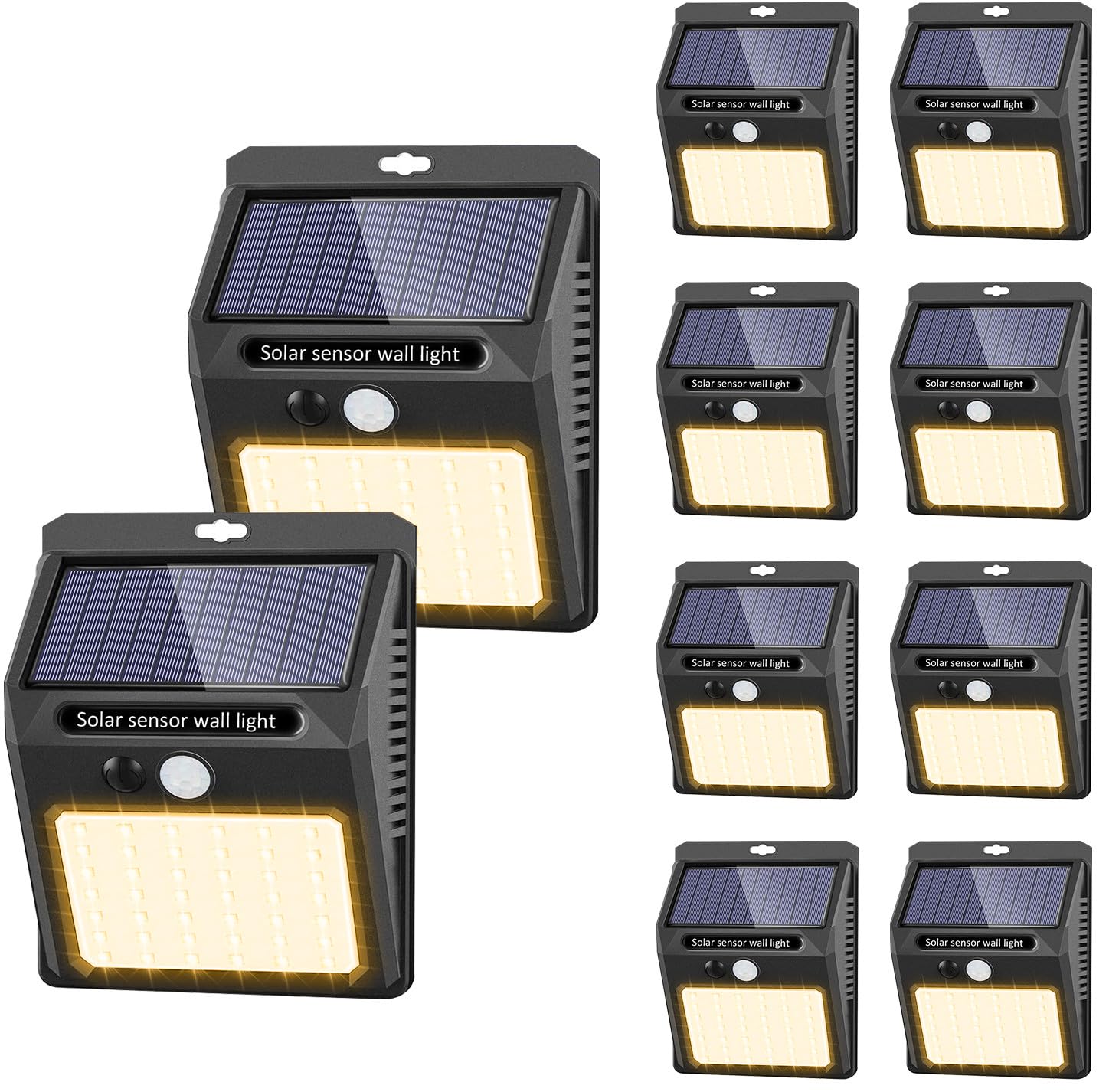 Solar Lights Outdoor, 10 Pack Solar Motion Sensor Outdoor Lights with 3 Lighting Modes, IP65 Waterproof Solar Fence Lights for H