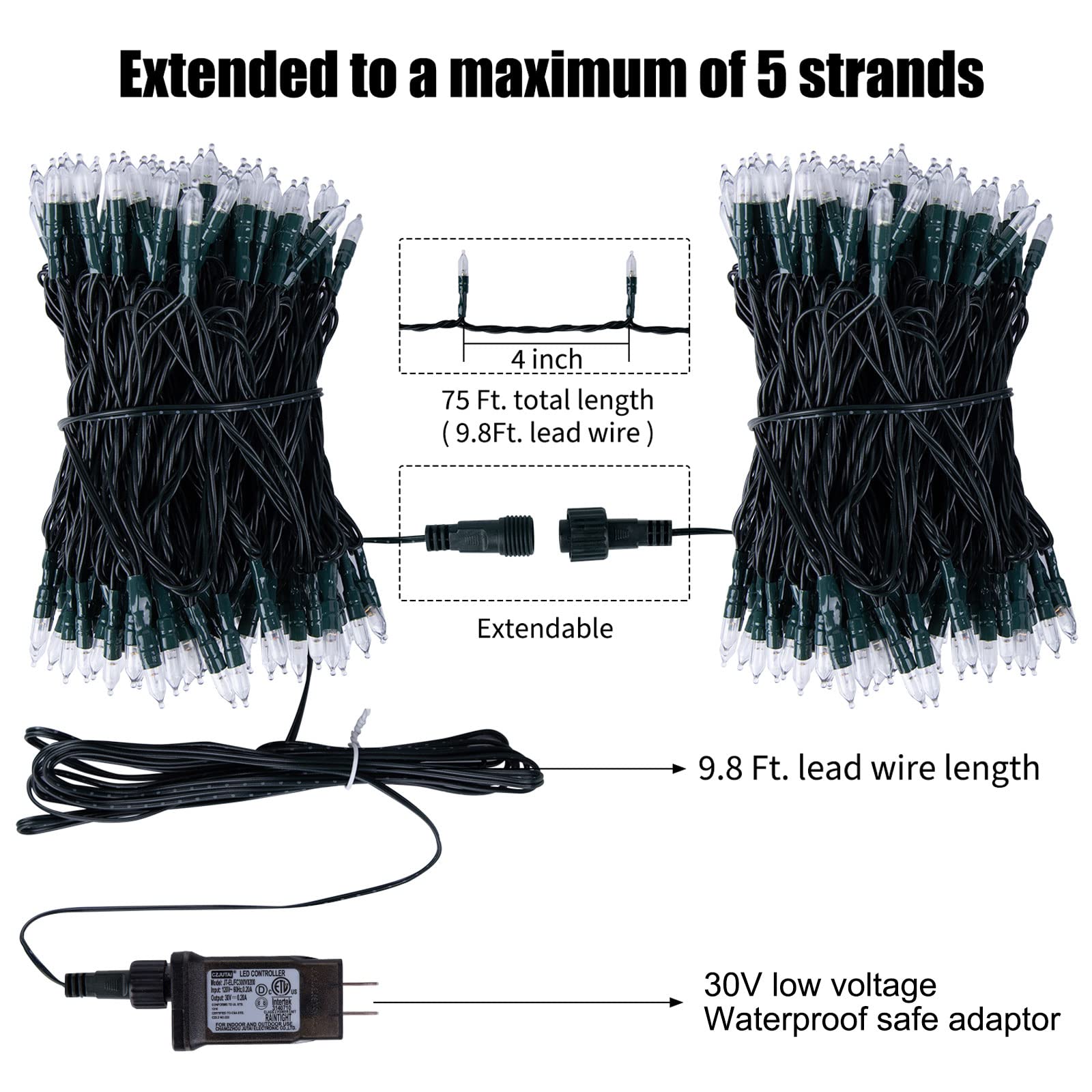 200 Led Christmas String Lights Outdoor 75 Ft. 9 Modes With Remote Timer Dimmer Extendable Mini Fairy Lights Plug In For Indoor Xmas Trees Wedding Decor, Warm White + Multicolored