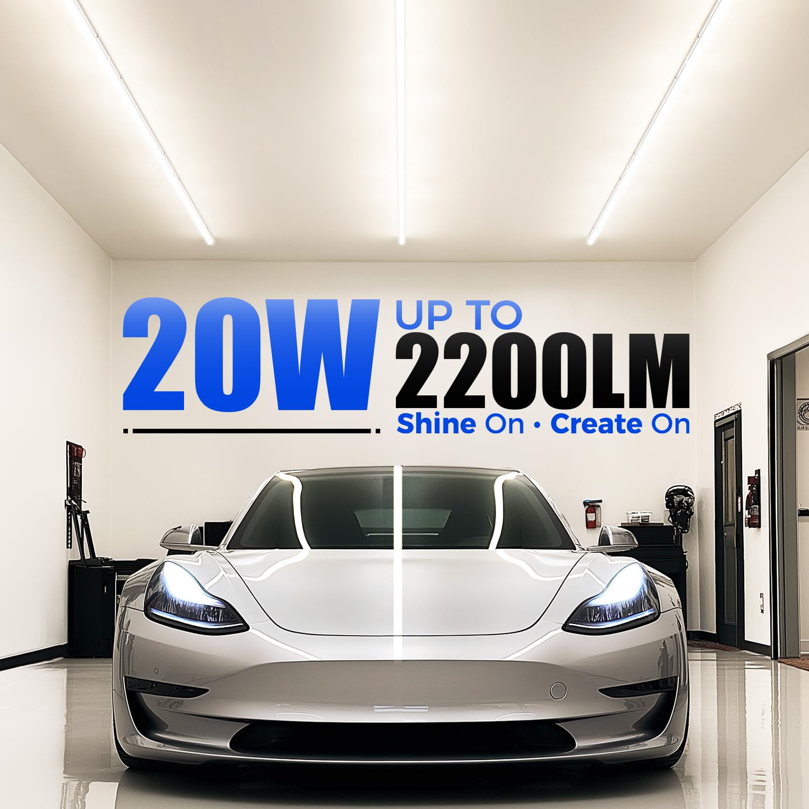 Barrina LED T5 Utility Shop Light, 4FT, 2200lm, 4000K Cool White, Aluminum, 6 Power Cords, ETL Listed, Model INWT504