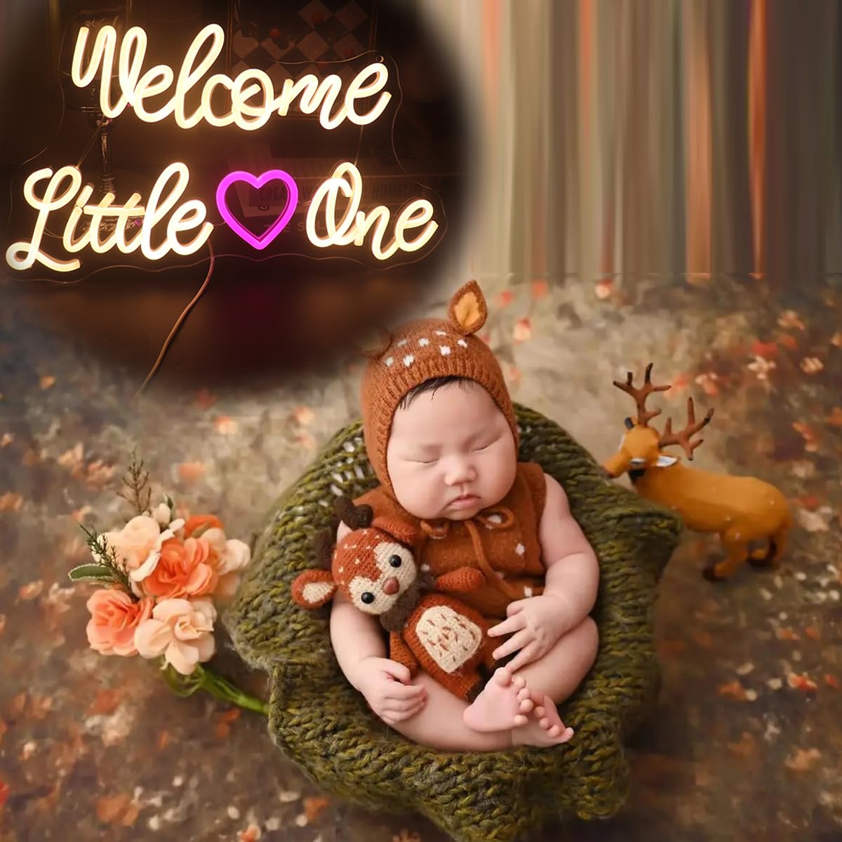 Nordstylee Neon Welcome Baby Sign, Acrylic, Warm White, Model NRLT240701005, Gender Reveal Party Decoration