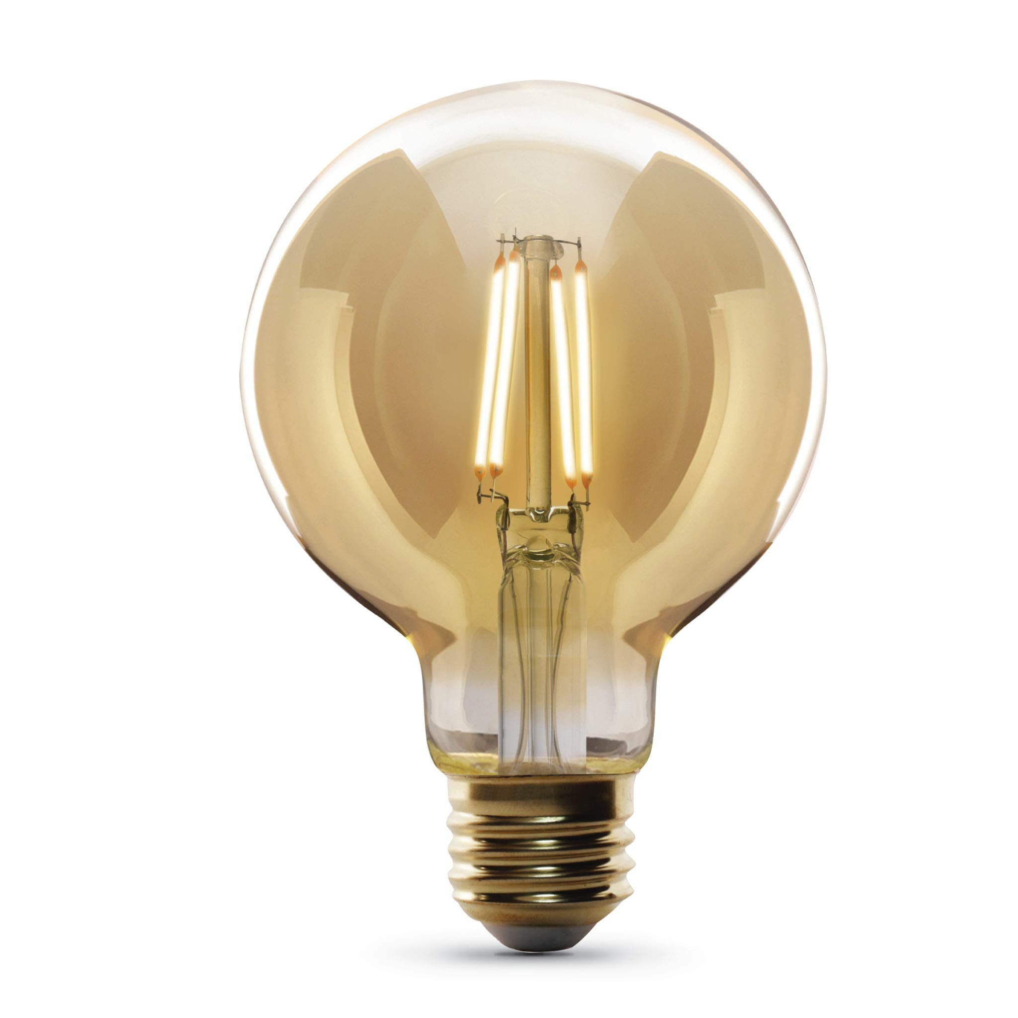 Feit Electric Vintage Exposed Filament Amber Glass Led G25 With A Medium E26 Base Light Bulb - 40W Equivalent - 10 Year Life - 3