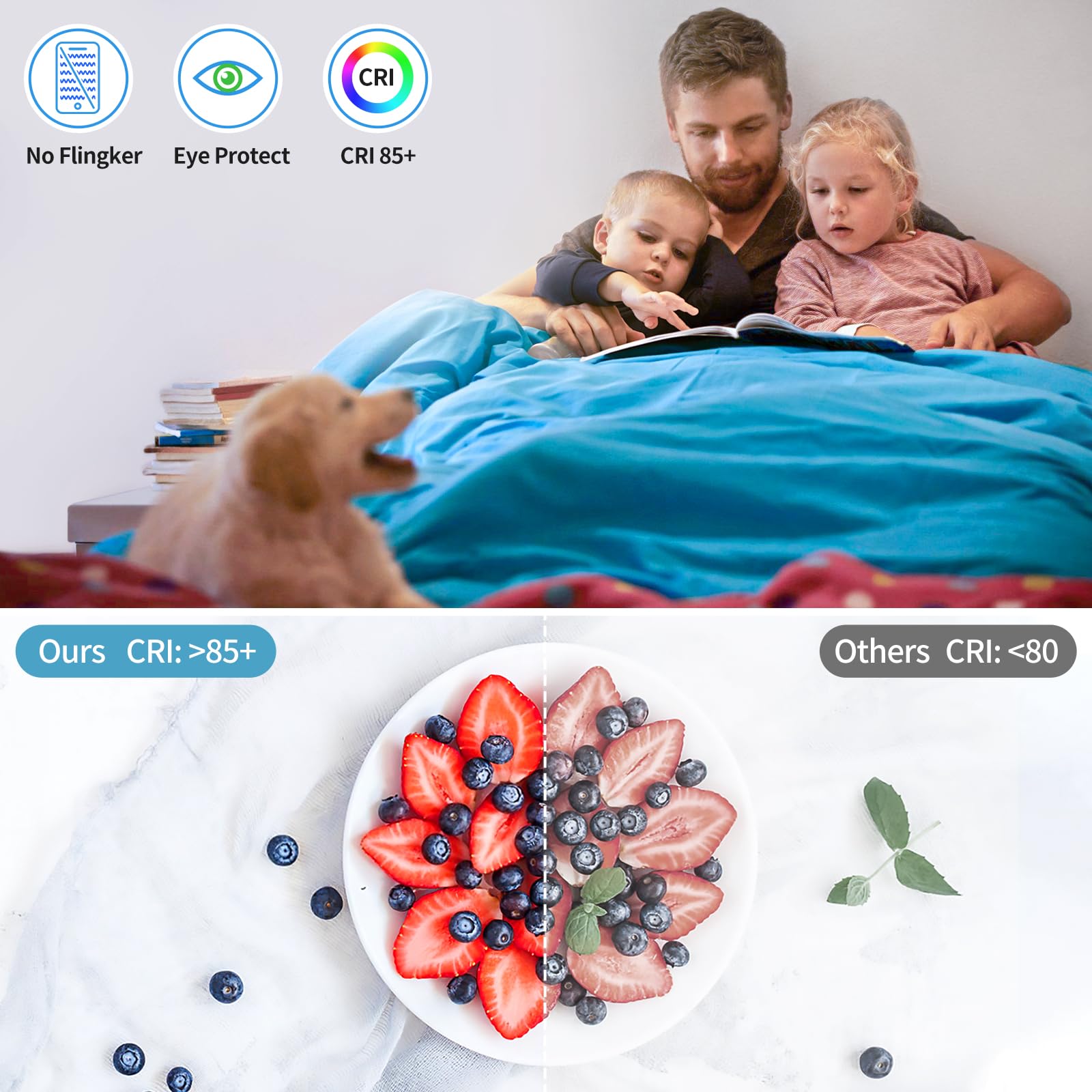 Airand LED Ceiling Light Fixture, 16W Linkable, Polycarbonate, Day White, 1.43FT with Plug, Model 734914347615