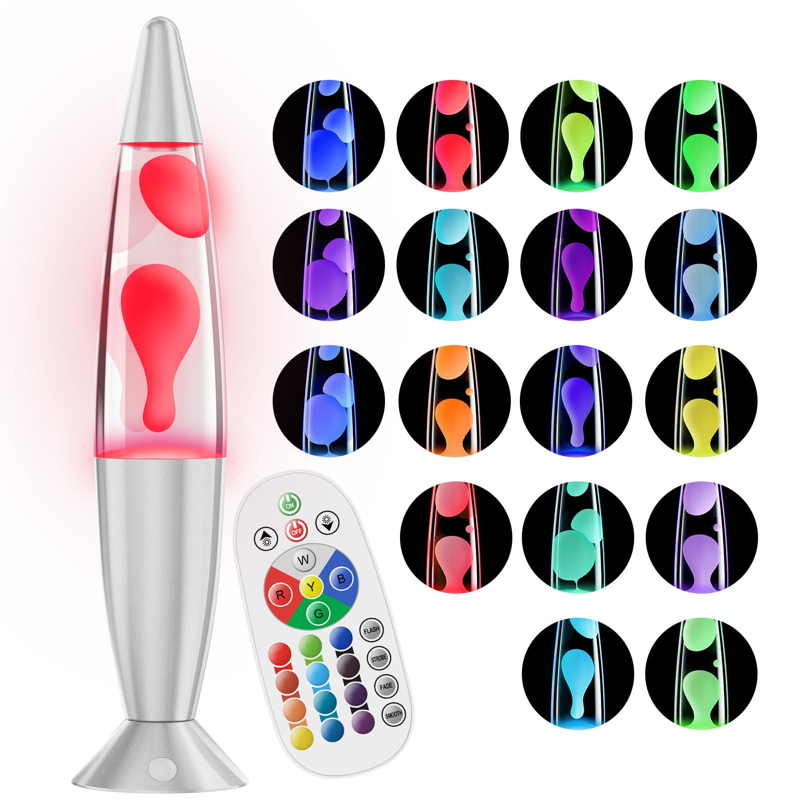 Soarling LED Color Changing Lamp, 17 Colors, Remote Control, 13.5 Inch, Aluminum, Silver, Model 6122D-Y, Night Light for Kids and mature-themeds