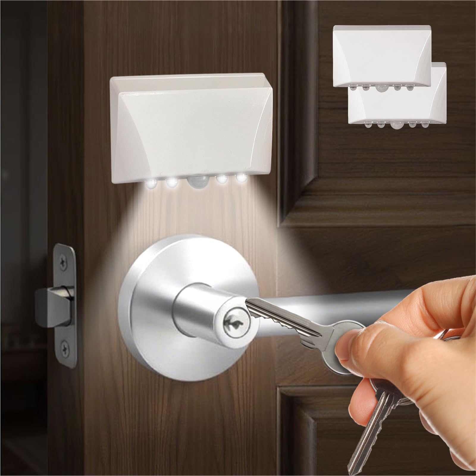 RADIXIUM White 2 Pack Motion Sensor Keyhole Light - Automatic on/Off Infrared LED, Suitable for Front Doors, corridors, Stairs i