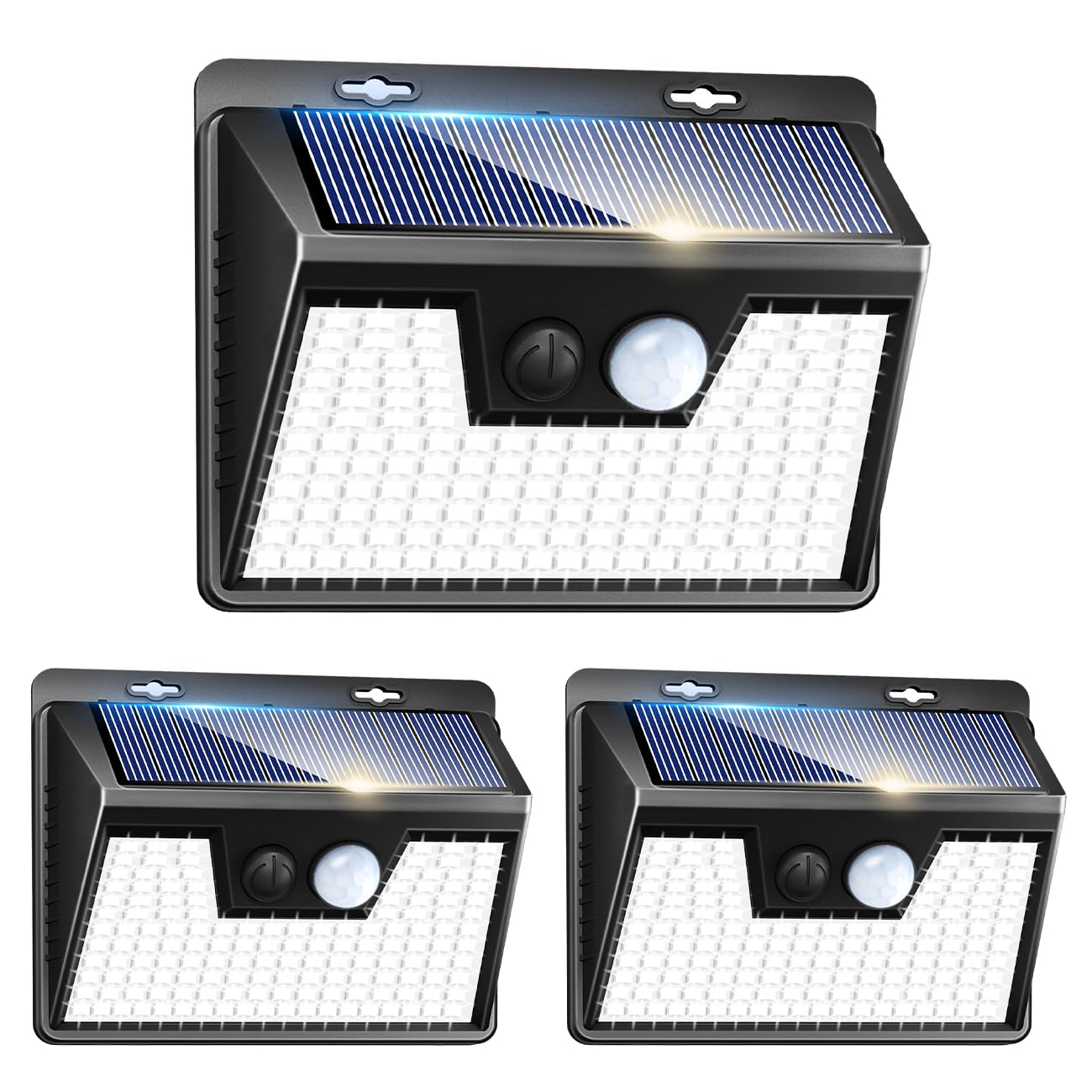 Peasur 140Led Solar Powered Motion Sensor Lights - 3 Pack, Waterproof, Ultra-Bright, Black Frame For Outdoor Security Garden Wall Deck