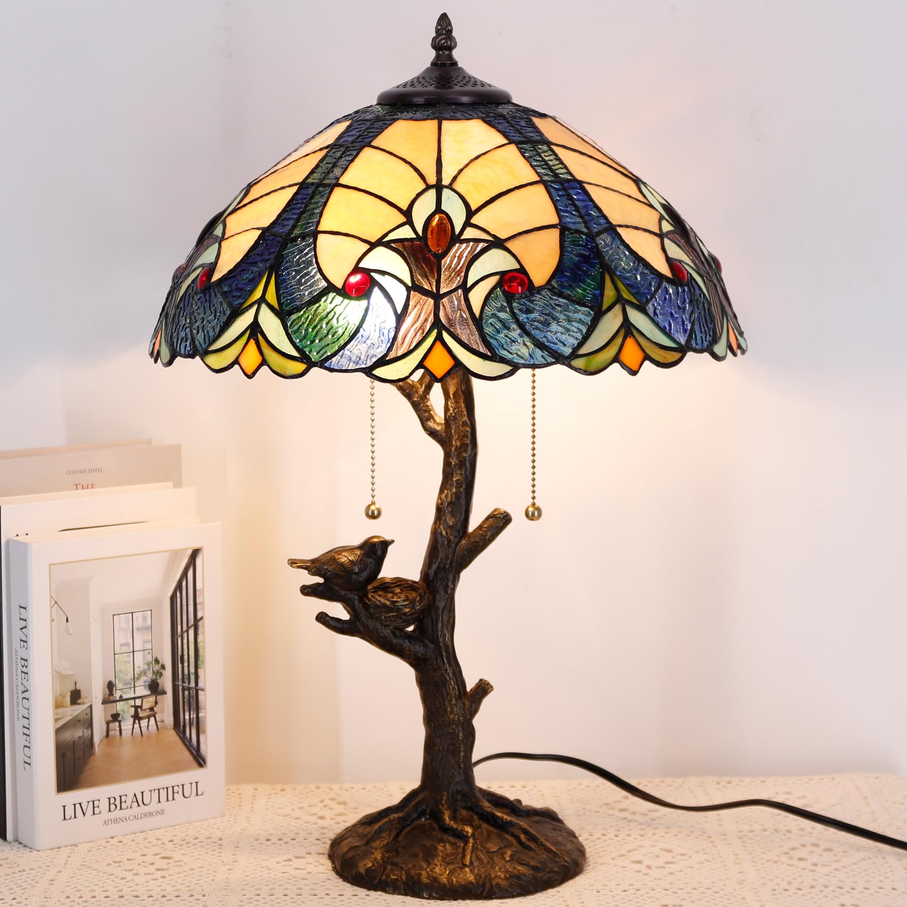 TCODTPOL Tiffany Table Lamp Base Replacement, Bronze Resin, Model W08T02, Size F (W7H23 Inch)