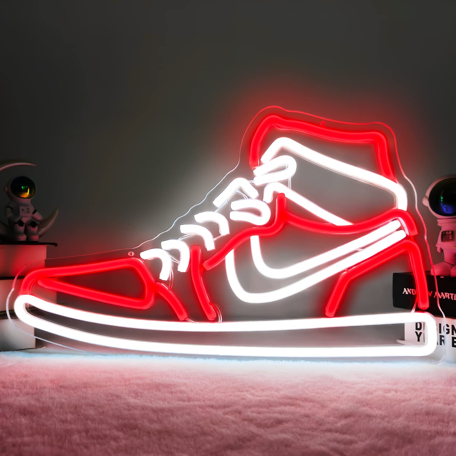 JianJung Neon Sign Sports Shoe Wall Decor, Dimmable LED Light, Multicolor, 15.7Lin x 9.2Win, Acrylic