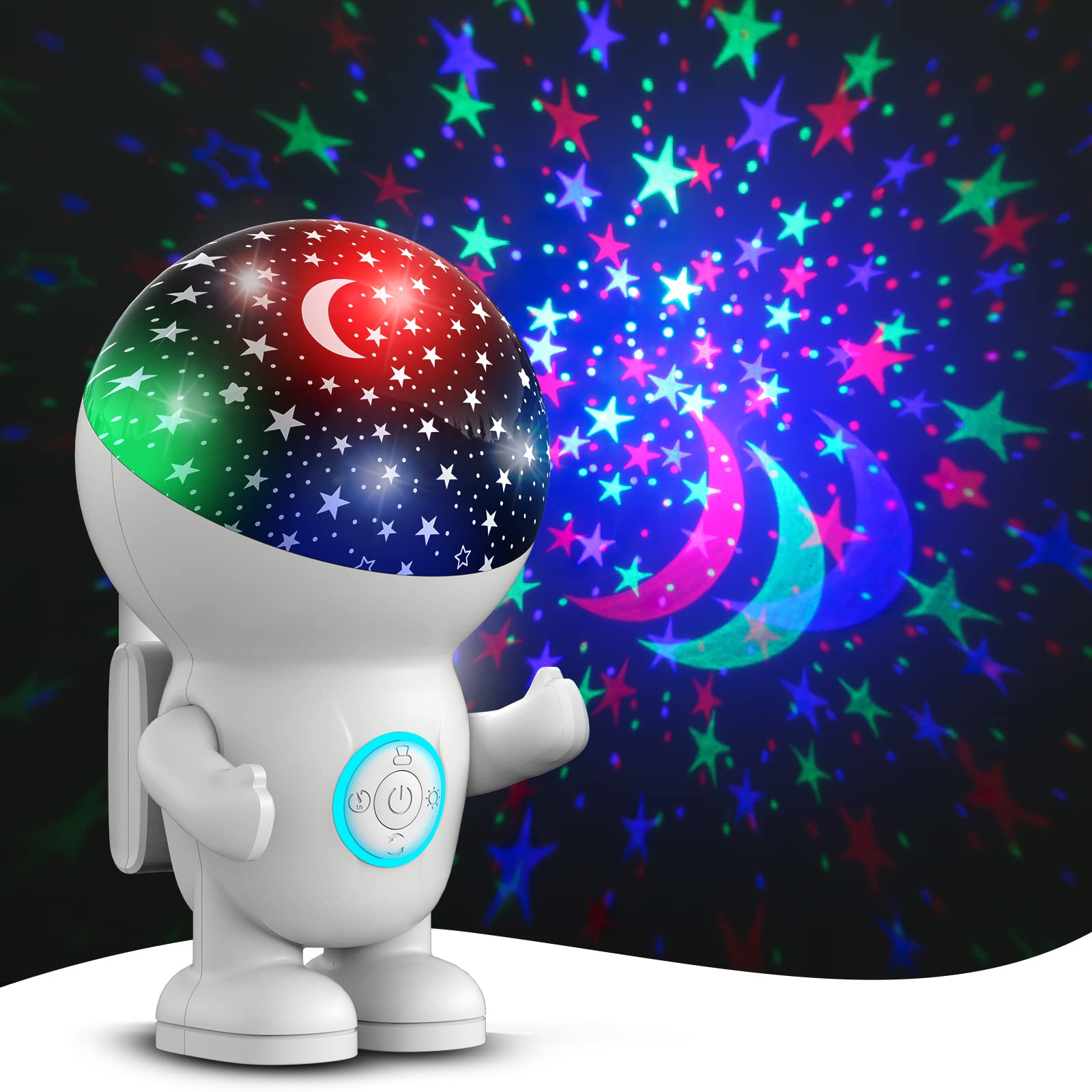 Night Light Projector,Night Light For Kids,Astronaut Star Projector With Energy Halo 1H Timer And 360 ° Rotation,Baby Night Light Ceiling Light Projector,Best Gifts For Boys Girls Bedroom Decor