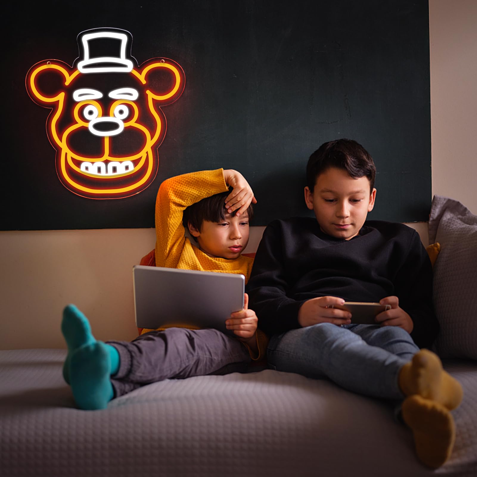 AHlove LED Neon Sign for Wall Decor, 12x13 Inch, Freddys Model, Neon Colors, Perfect for Bedroom and Gifts