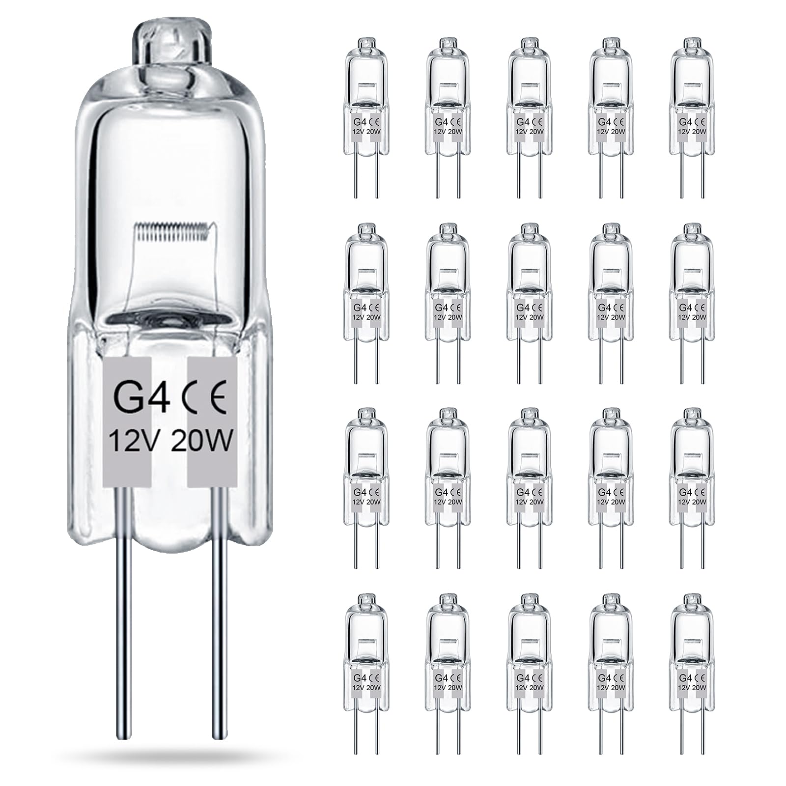 Taiyaloo G4 Bulb, Halogen Light Bulbs 2 Pin 12V 20W T3 Bi-Pin G4 Base, G4 Light Bulbs Replacement For Under Cabinet Puck Light,